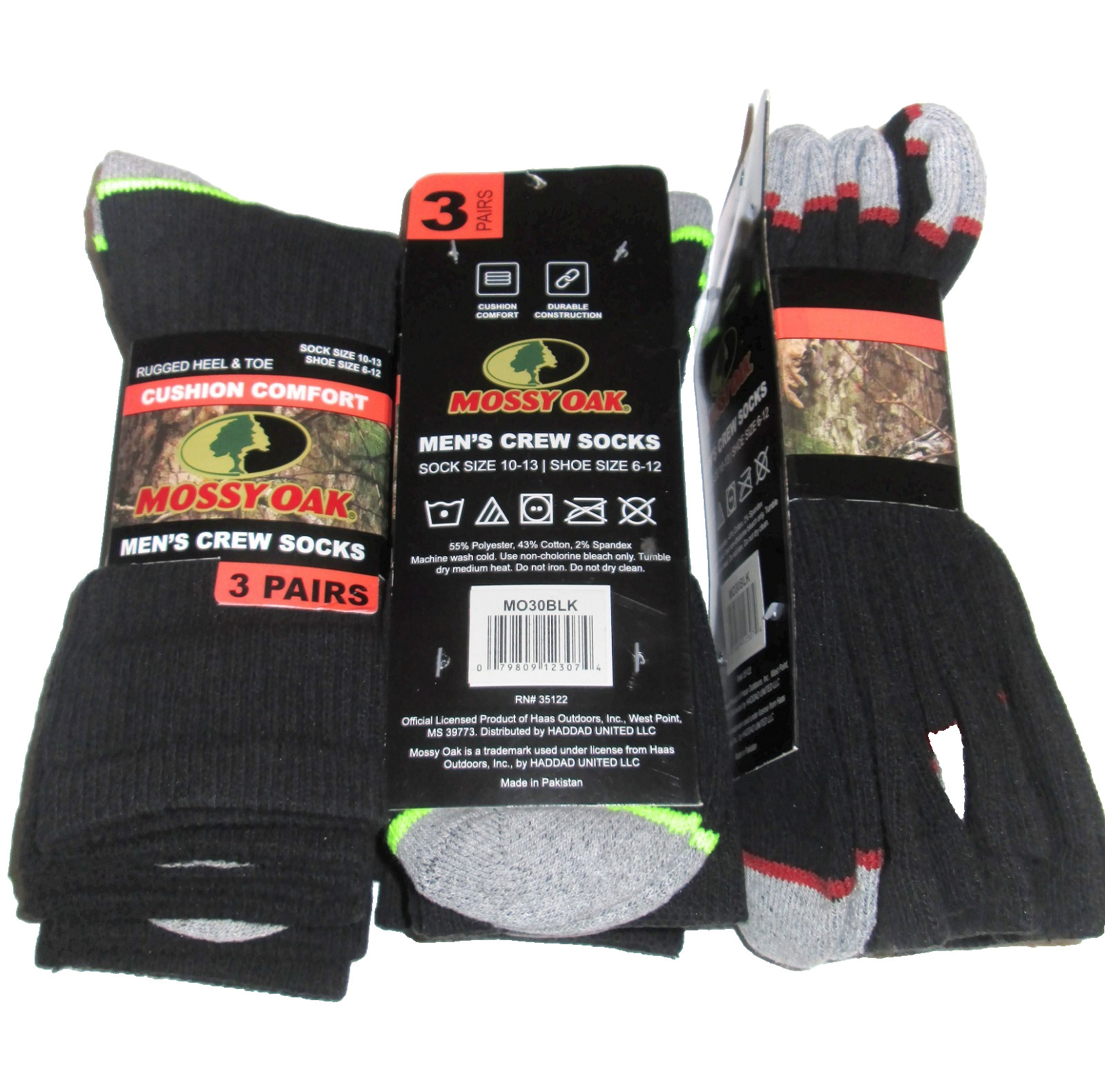 6 Pairs Mens Mossy Oak Cushioned Mid Calf Socks Work Crew Socks  Shoe 6-12