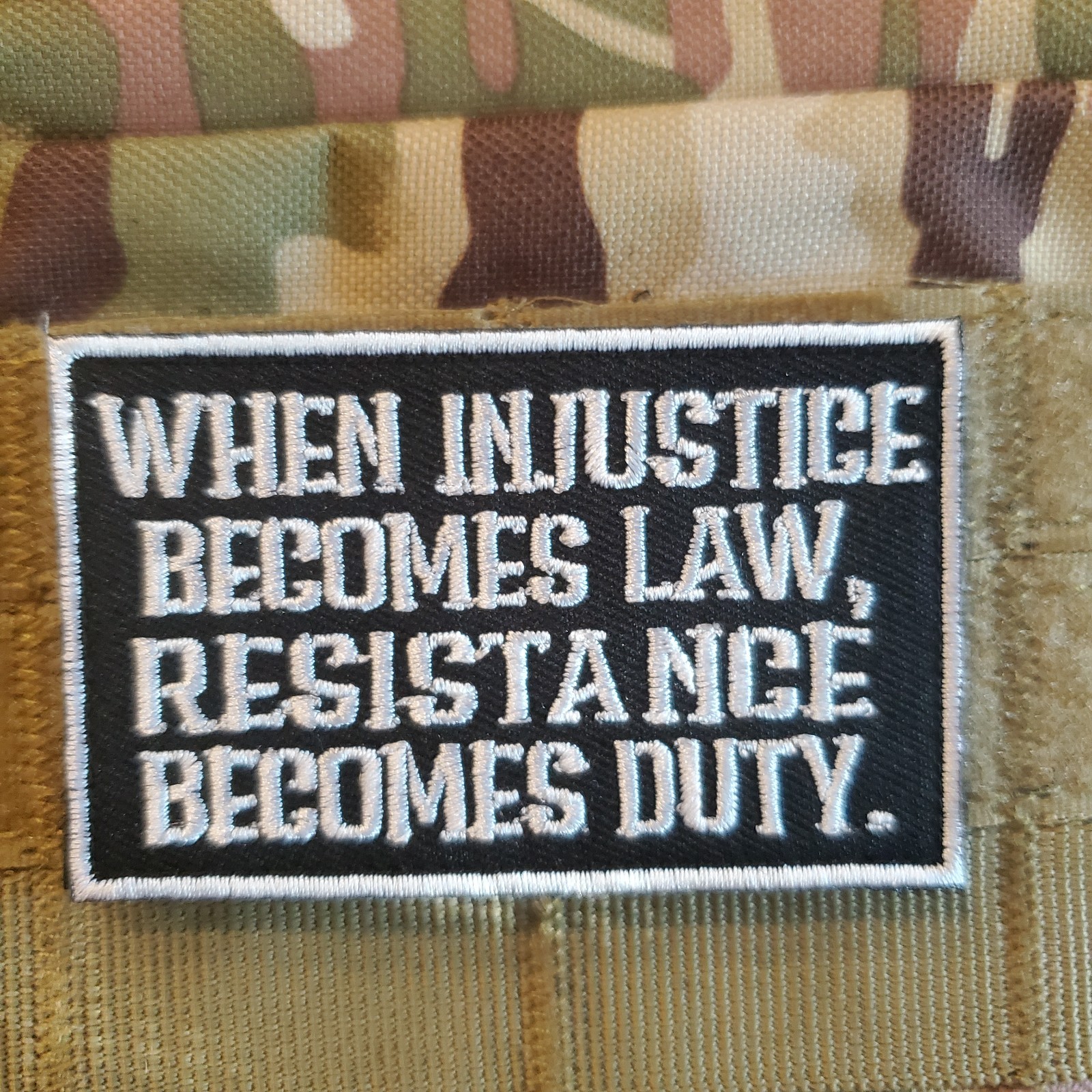WHEN INJUSTICE BECOMES LAW Tactical Morale Patch Hook and Loop