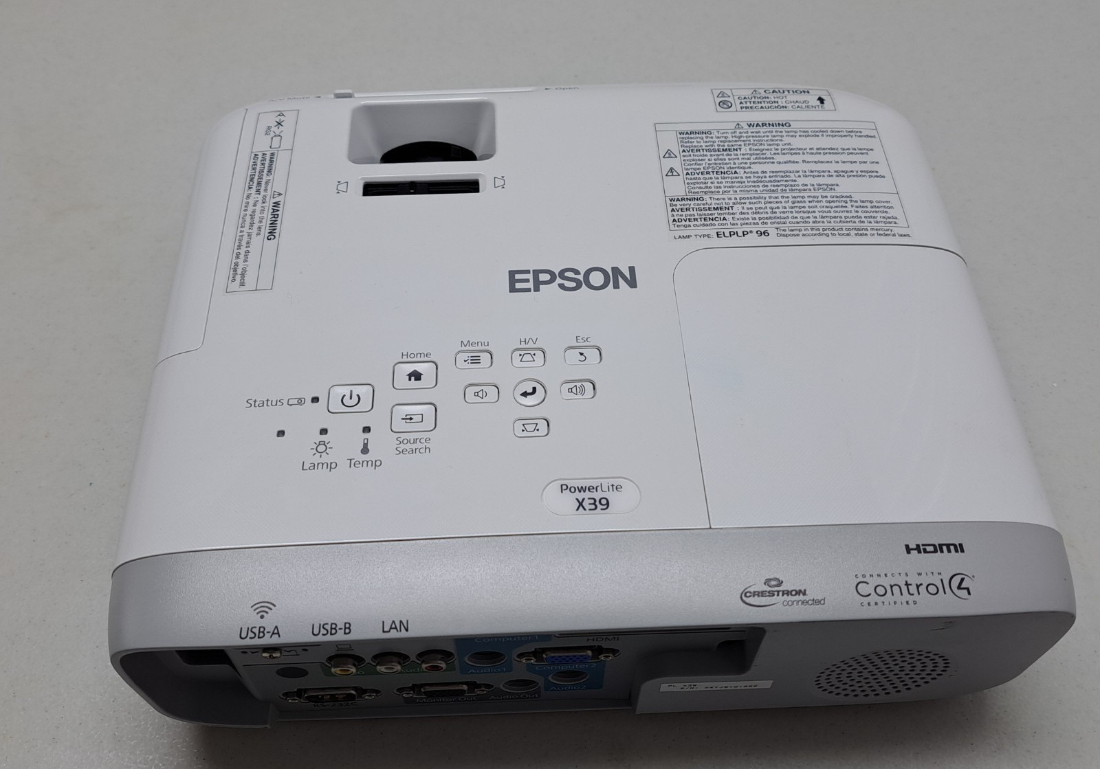 Epson PowerLite X39 LCD Projector XGA 3500 lumen 3LCD white  LOW HOURS