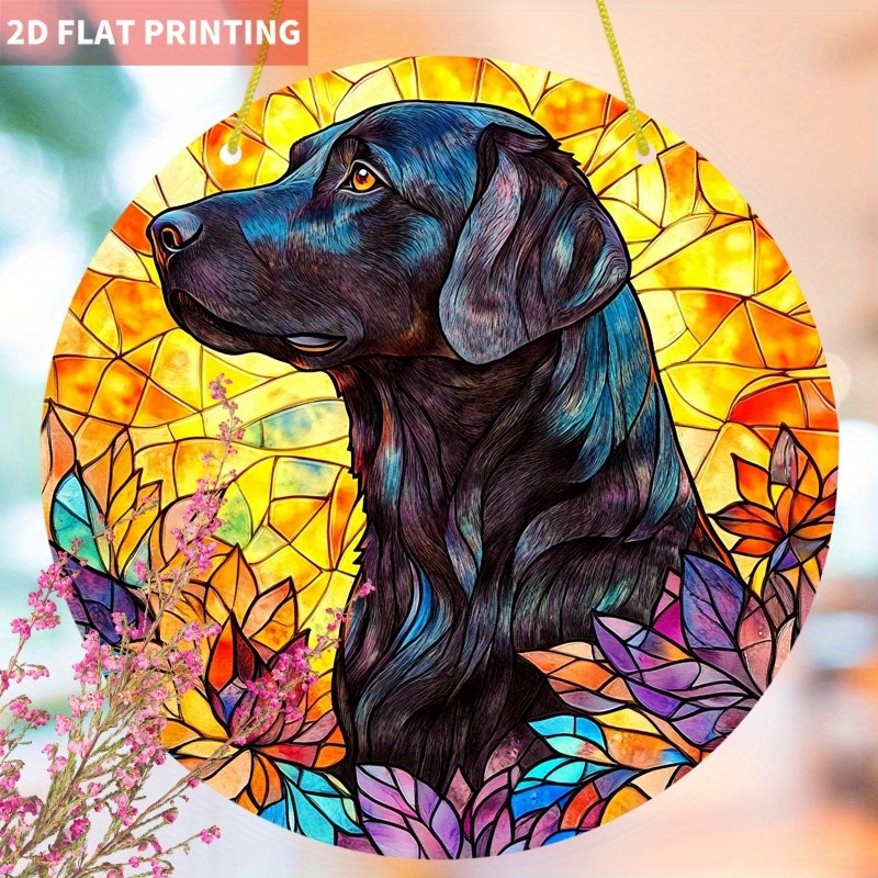 Black Labrador Acrylic Suncatcher 2D Print Pet Theme Home Window Hanging Decor
