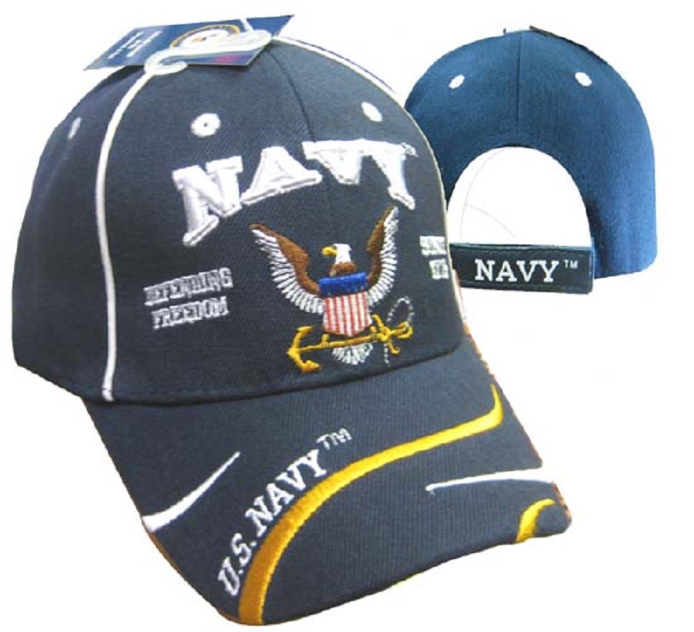 Navy Defend Freedom Swirl Eagle Blue Hat (OFFICIALLY LICENSED BY THE US NAVY)