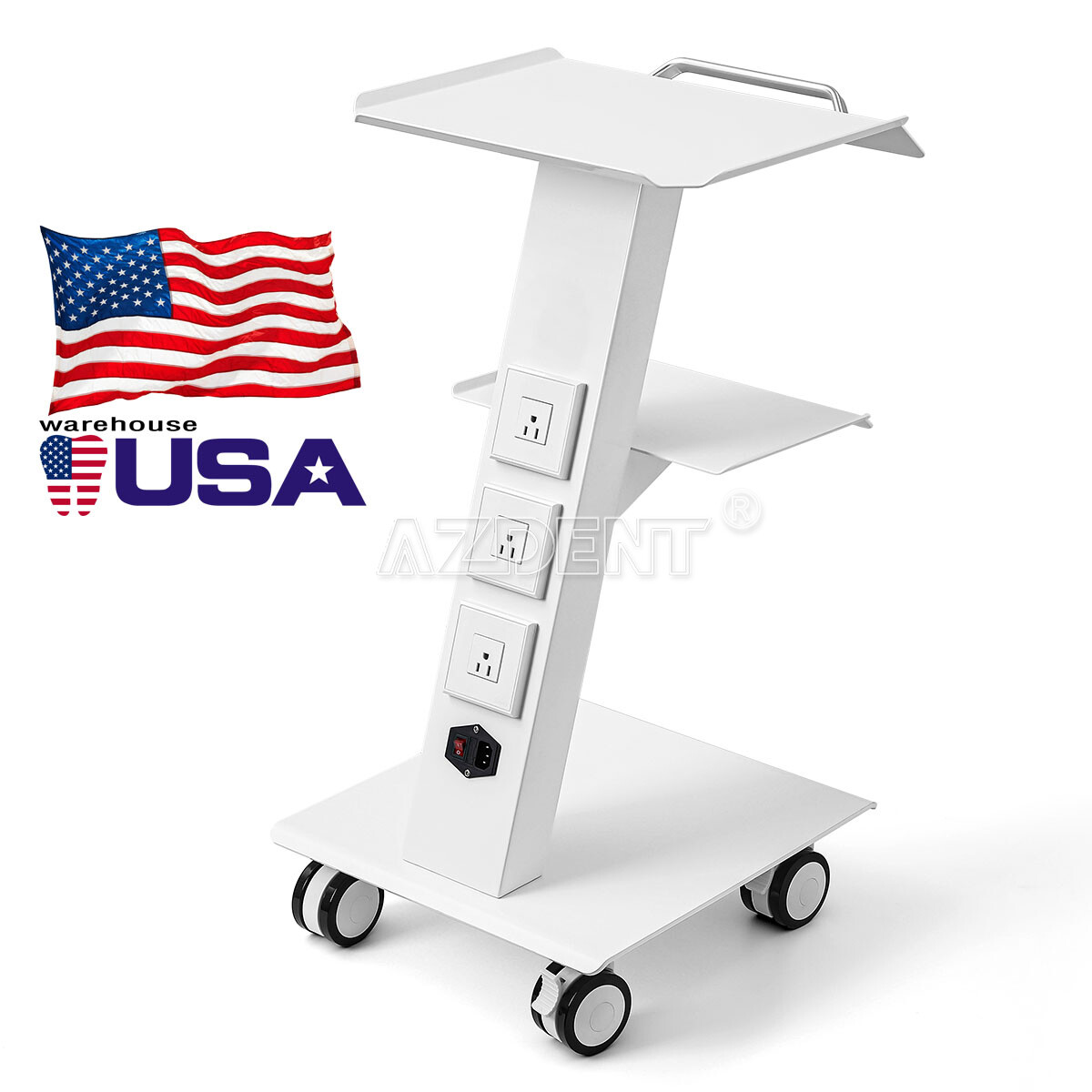 US Medical Dental Trolley Built-in Socket Cart Mobile Instrument Hospital Home