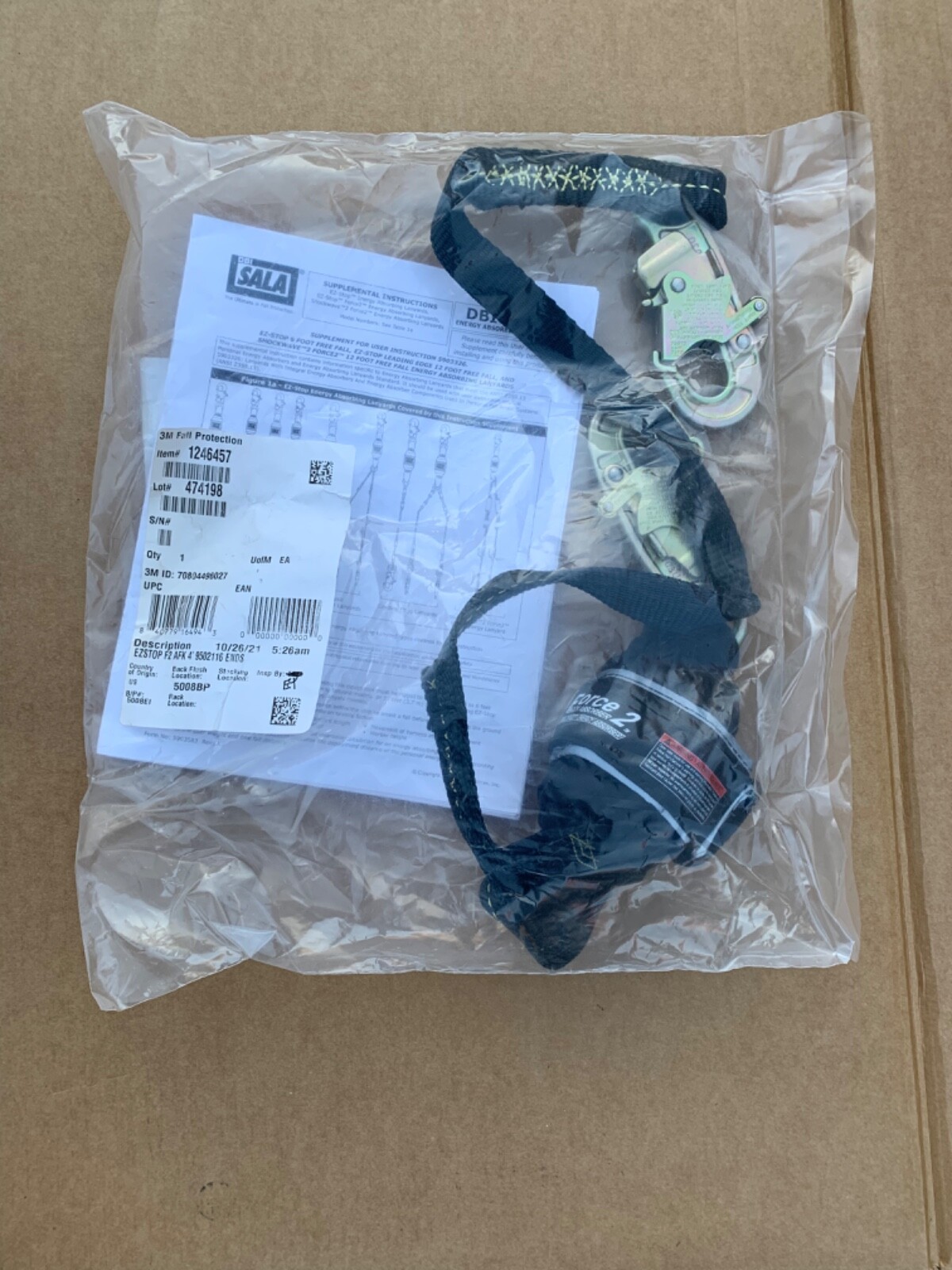3M DBI-SALA 1246457  Force2 Energy Absorbing Lanyard NIB!