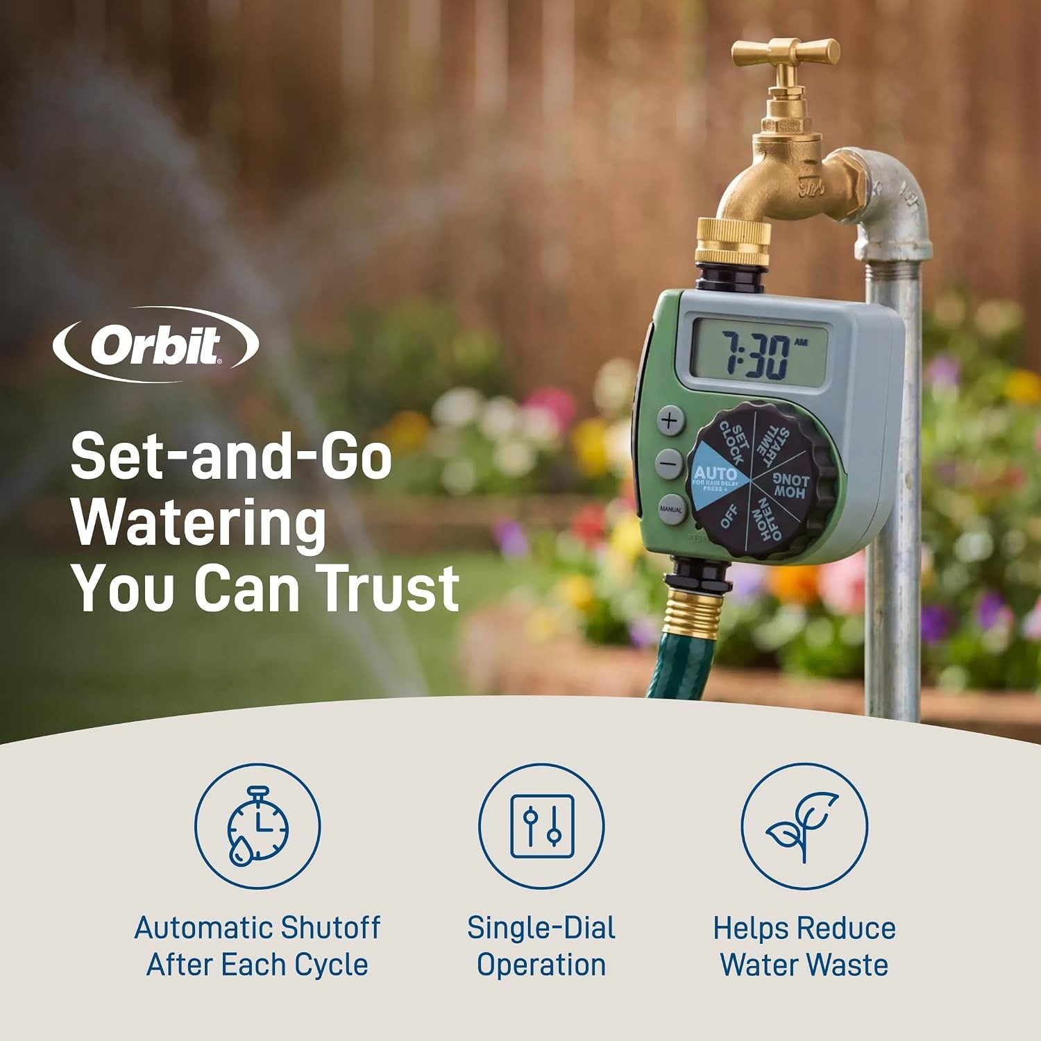 One Outlet Single-Dial Hose Faucet Timer - Easy Programmable - For Garden Wat...