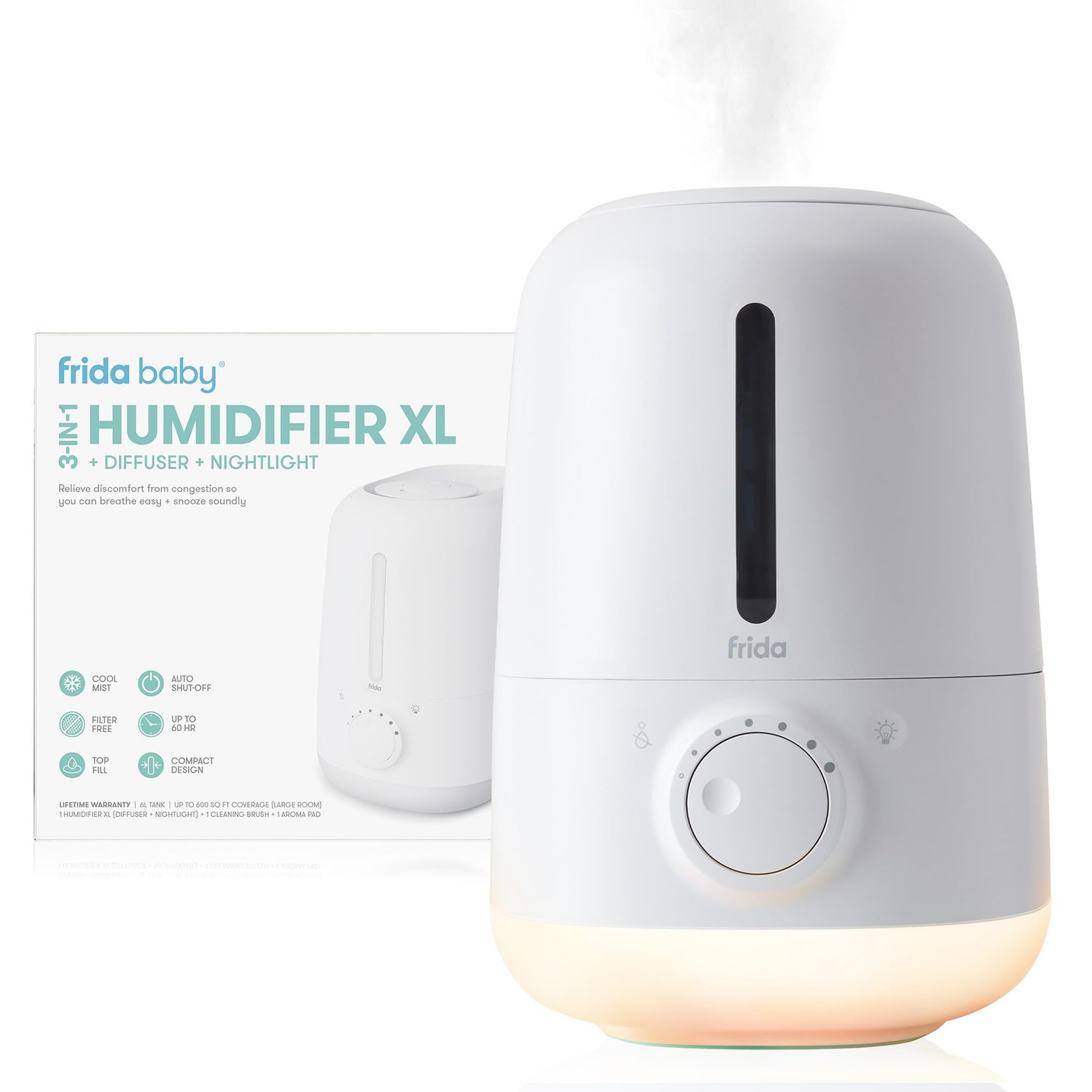 Frida Baby 3-In-1 Xl Top Fill For Bedroom Flu Relief 6L Tank Cool Mist For