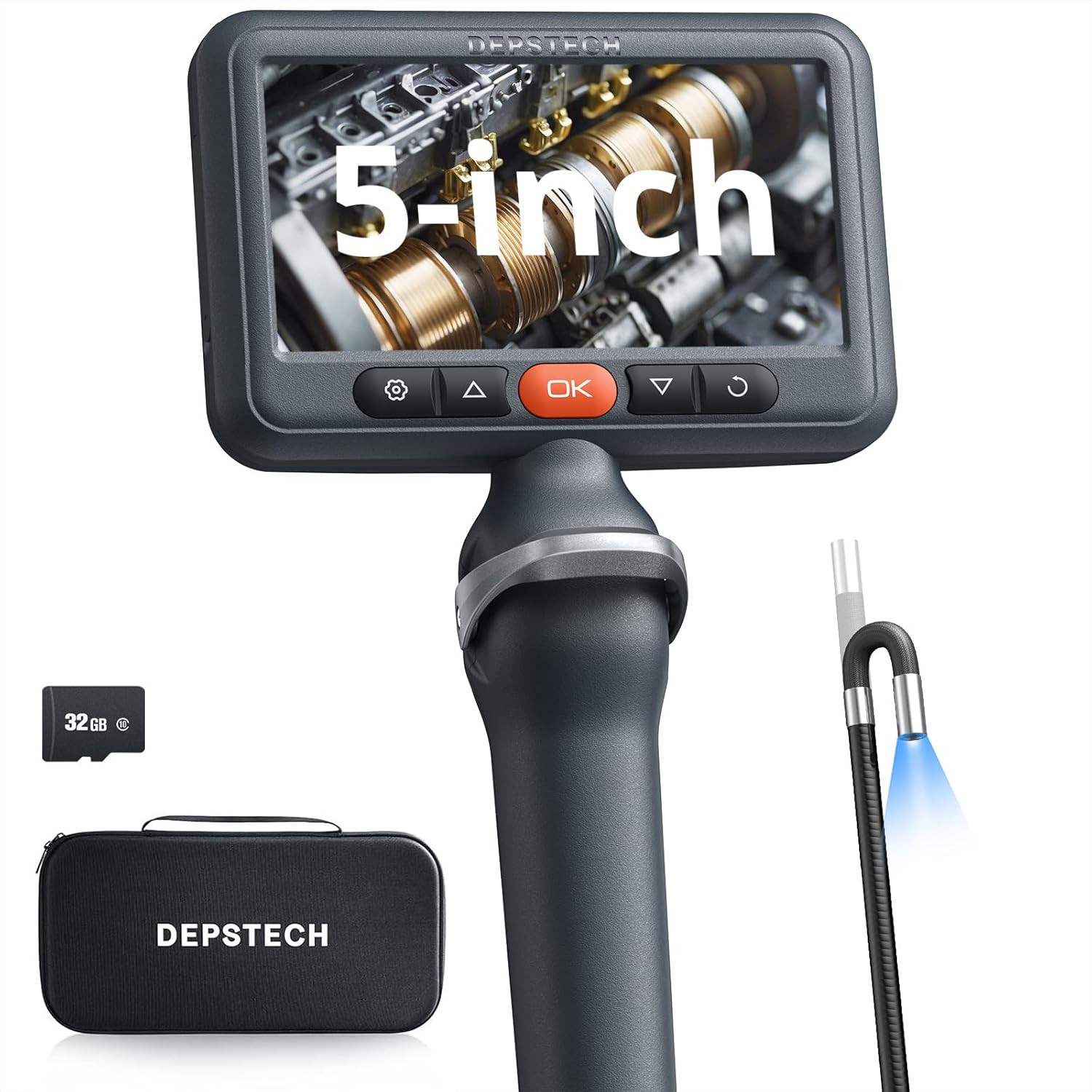 Industrial Endoscope Inspection Camera with Two-Way Articulated Probe, 0.24'' Fl