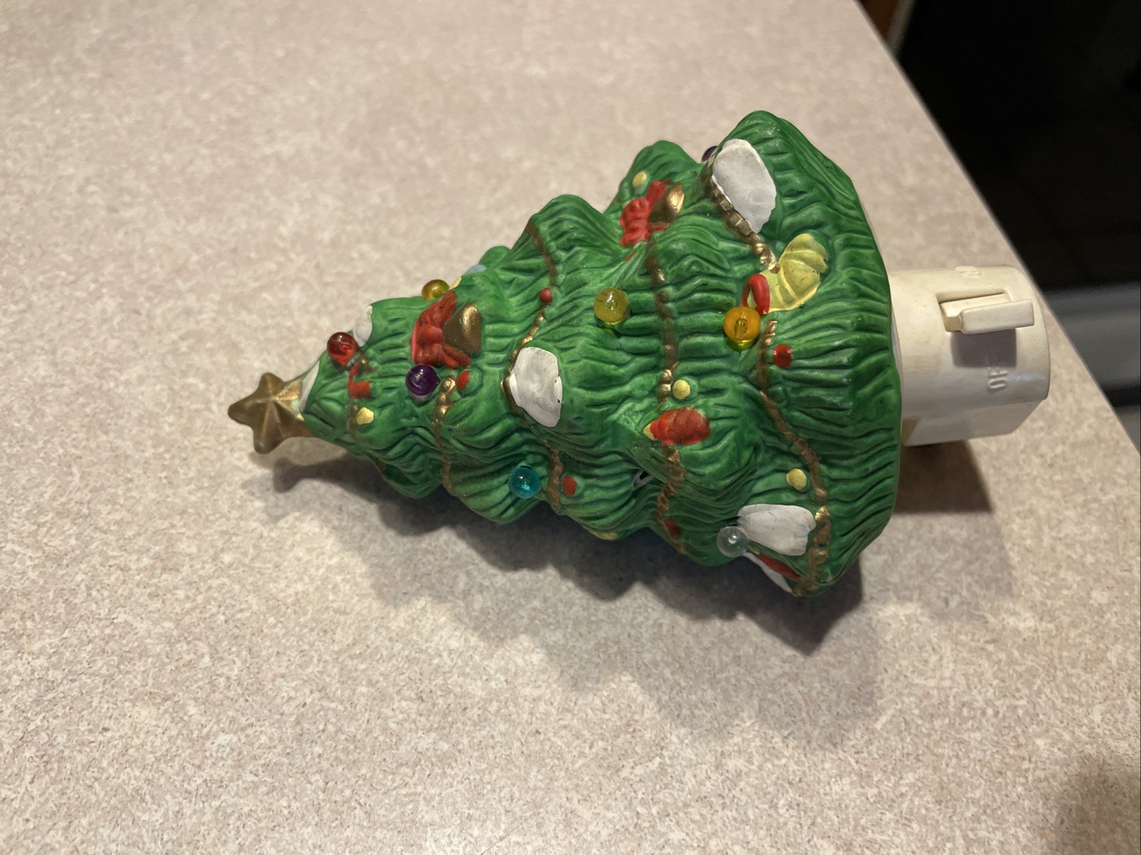 Ceramic Green Christmas Tree Plug-in Decorative Night Light