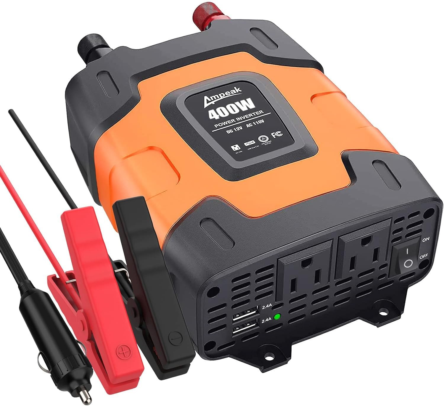 400w Power Inverter 4.8a Dual Usb Ports 2 Ac Outlets Car Inverter Dc 12v To Ac 1