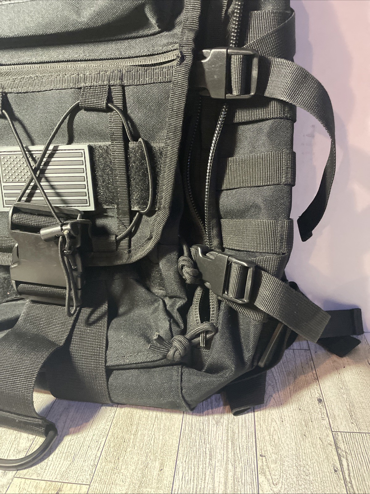 Large Black Military Style Tactical Backpack with many pockets for Storage