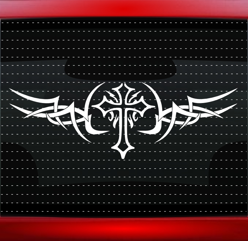 Cross Tribal #1 Christian Car Decal Truck Window Vinyl Sticker (20 COLORS!)