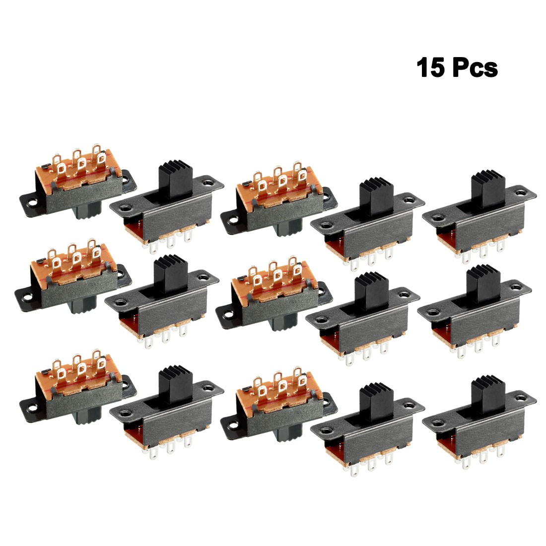 15Pcs 7mm Vertical Slide Switch DPDT 6 Terminals PCB Panel Latching