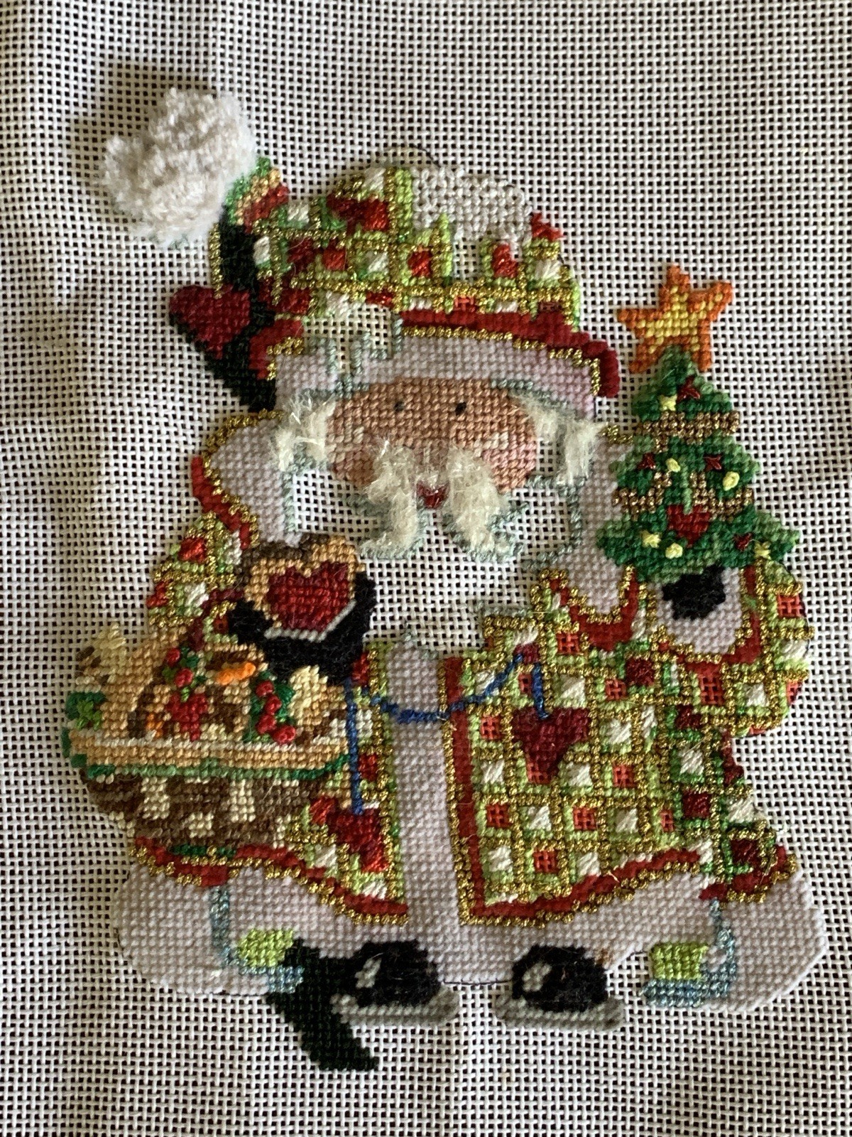 2 Christmas Needlepoint Canvas Projects Need Finishing Touches