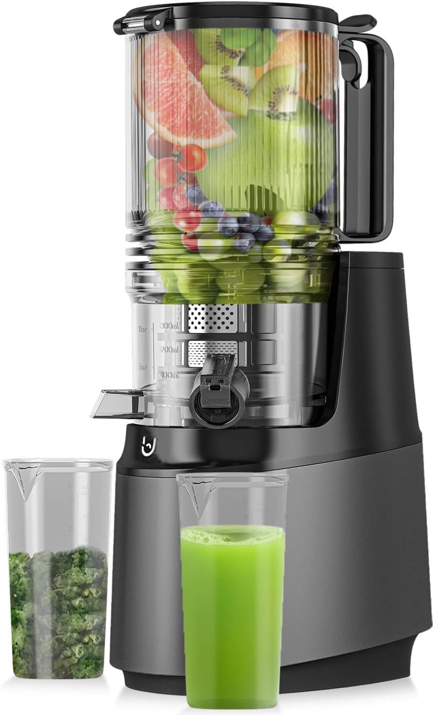Cold Press Juicer, 5.8" Wide Feed Chute Juice Extractor Machine with 400W, Hi...
