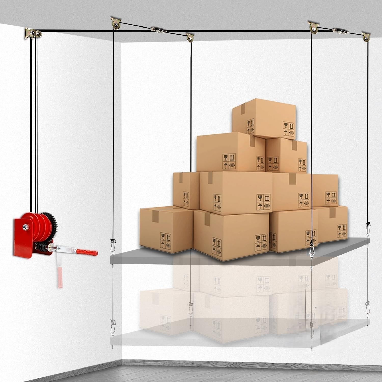 Overhead Garage Storage Lift Hoist,  Ceiling Mounted Garage Storage Lift System