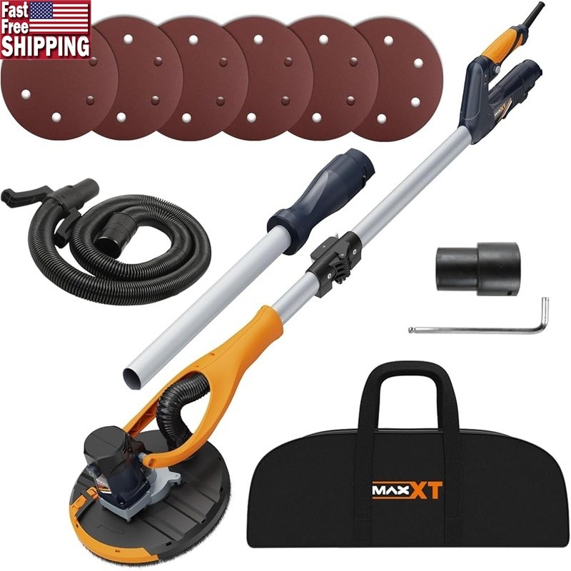 Electric Drywall Sander Telescopic Lightweight 5 Speed Dust-Free 800-1700RPM New