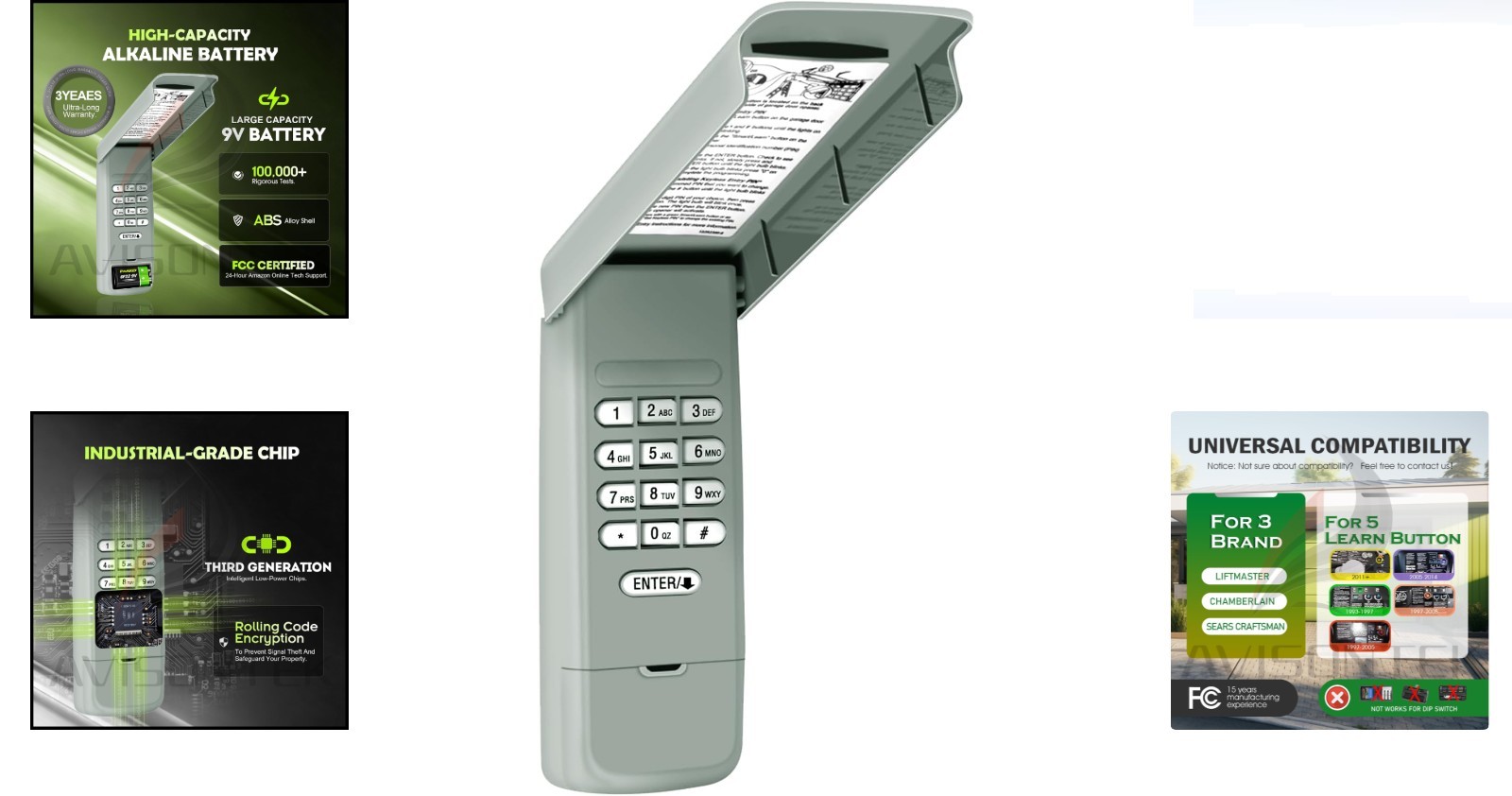 940EV-P2 Garage Door Keypad Replacement for LiftMaster Chamberlain Universal ...