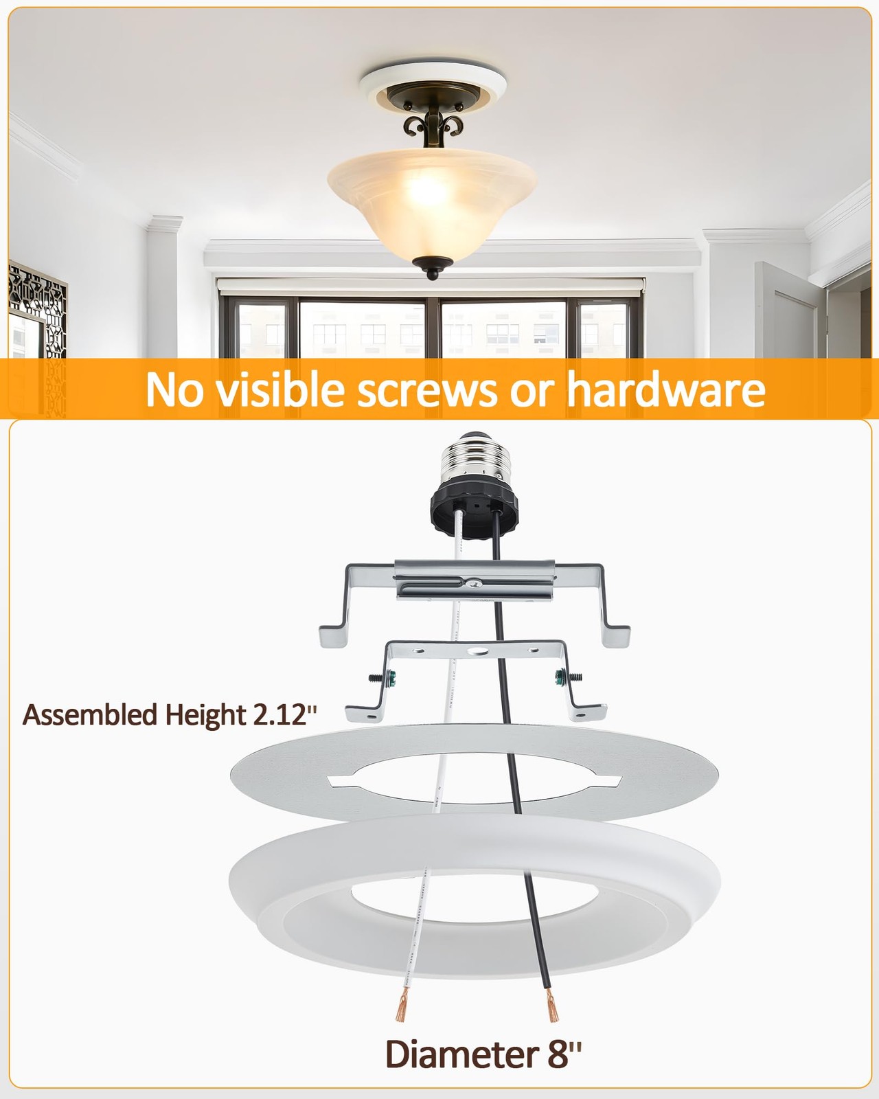 Luvkczc Recessed Can Light Conversion Kit for 5" and 6" Ceiling White 1 pc