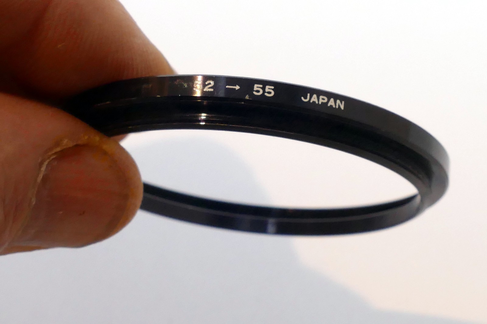 Lens adapter ring from 52mm to 55mm step-up metal threaded