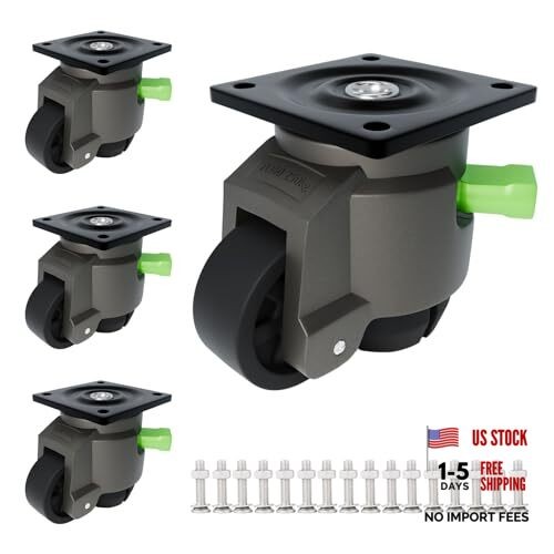 Leveling Casters Heavy Duty, 4-Pack with Tool-Free 60F-leveling casters