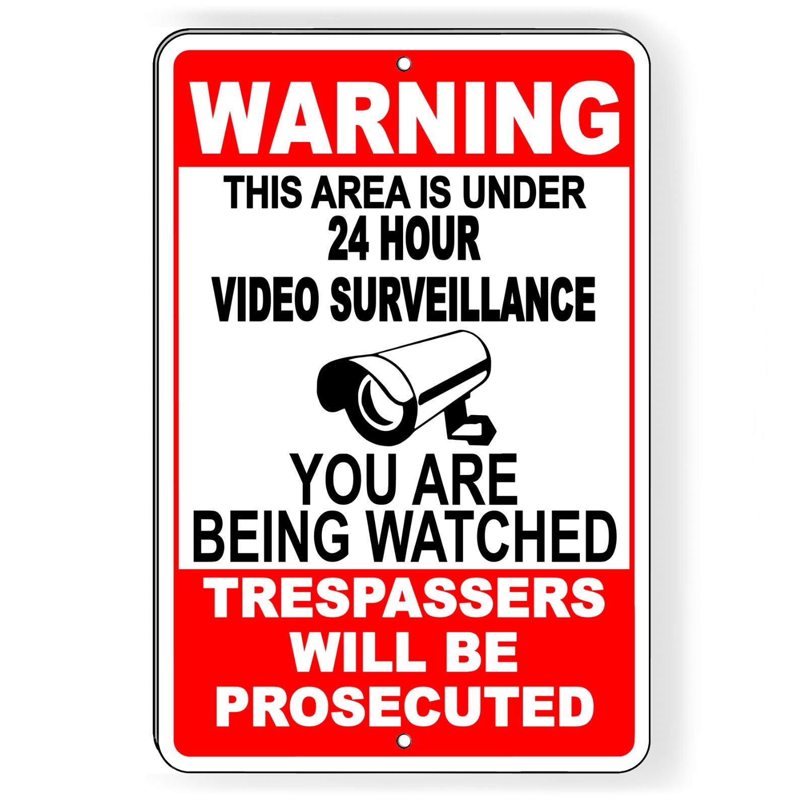 Video Surveillance Security 8" x 12" Aluminum Sign No Trespassing Alarm Camera