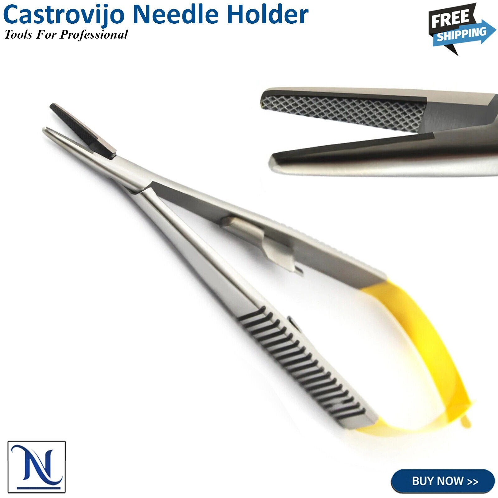 Dental Castroviego Needle Holder Forceps Straight TC Surgical Suture Pliers 14cm