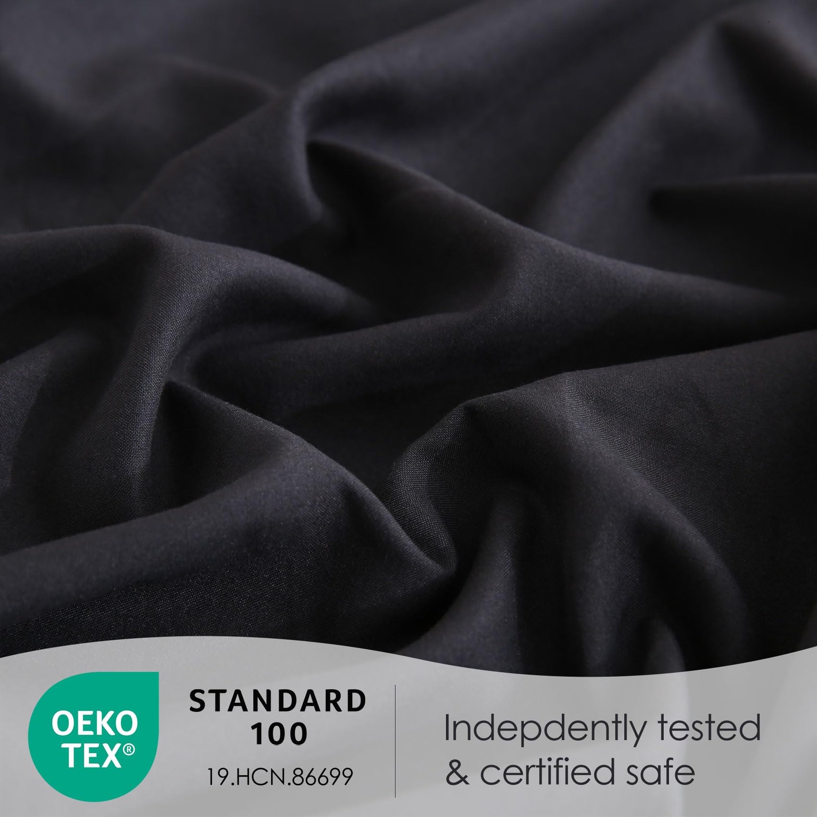 JSD Black King Sheet Set with Side Pocket Corner Straps, 4 Piece King,