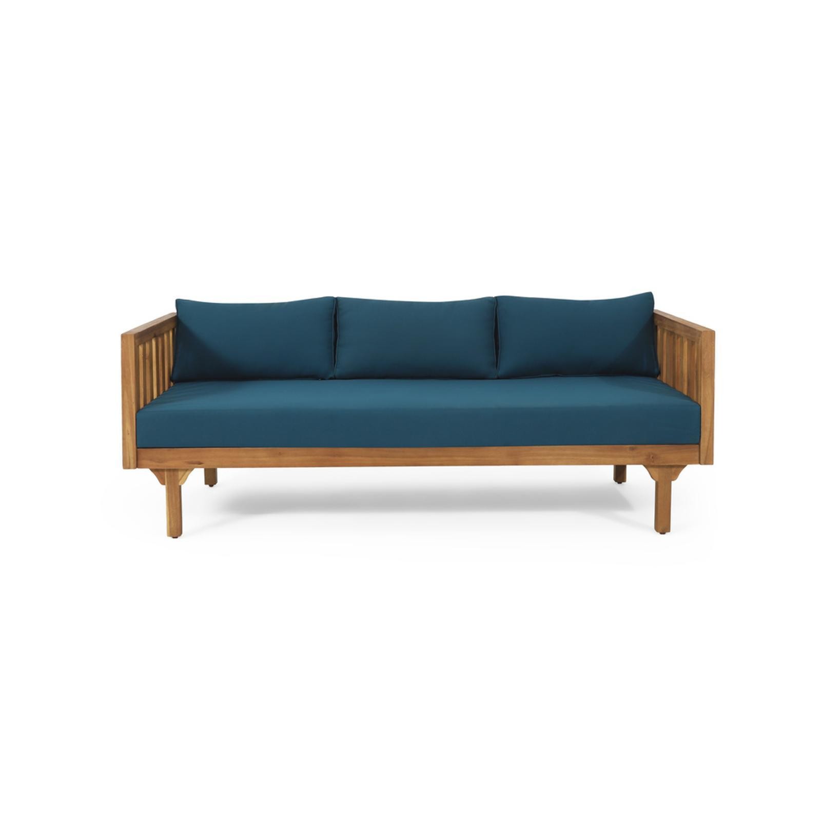 3 Seater Daybed - Premium Acacia Wood Frame with Water-Resistant Cushions,