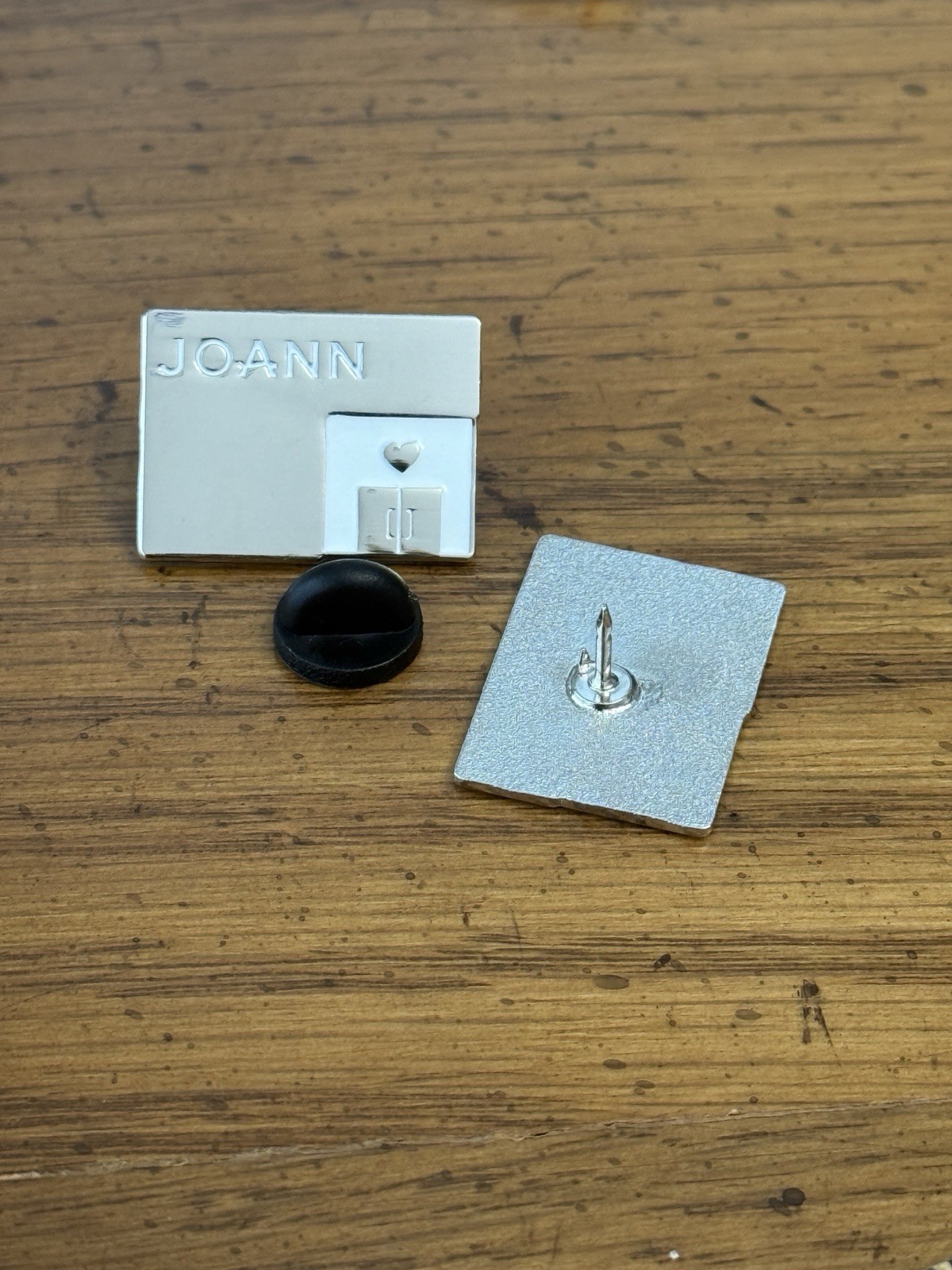 Silver JOANN Fabrics Store Enamel Pin
