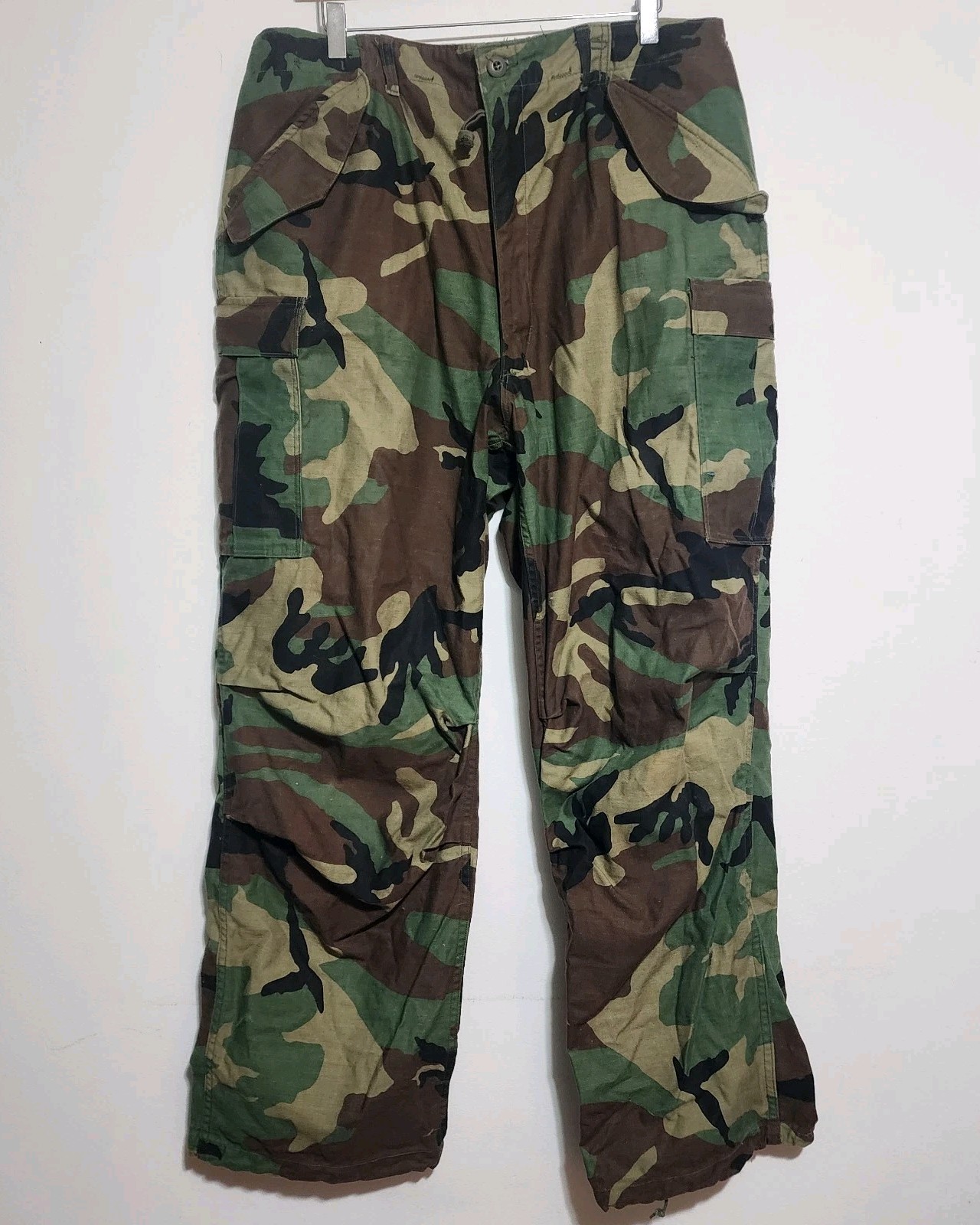 VTG 1985 US Army M-65 Field Trousers Woodland Camo M65 Pants Large Long NYCO