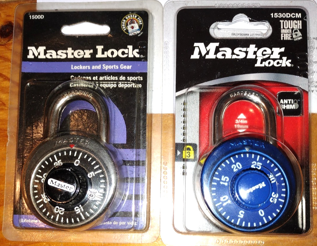 Pair 2 Master Lock USA 1500D 1530DCM Steel Locker Combination Number Padlocks