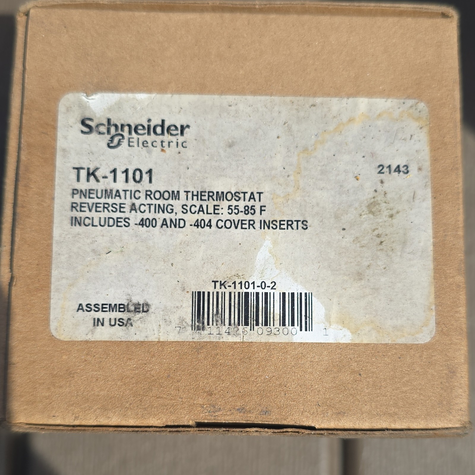 Schneider Electric Barber Colman TK-1101 Pneumatic Room Thermostat 55-85°F 400 …