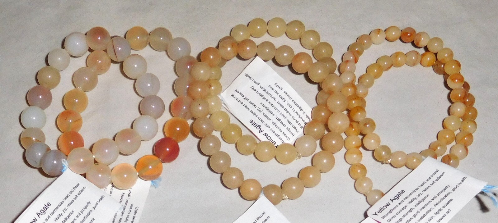Natural Yellow Agate Round Bead Bracelets by Healing LIght Stones