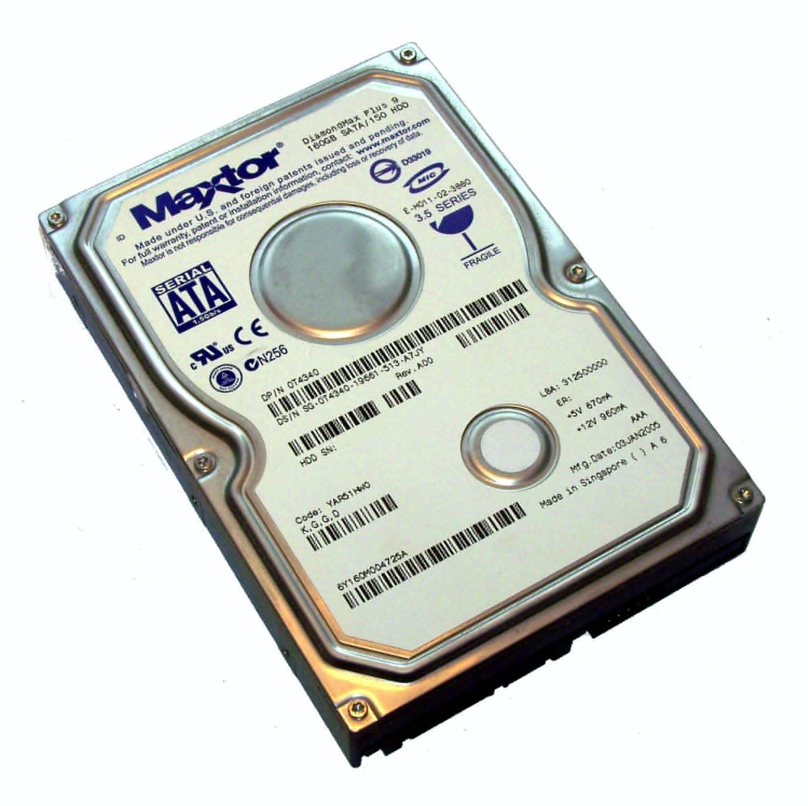 Dell T4340 hard drive 160GB 3.5 inch SATA 8MB cache 7200RPM (0T4340) Tested Work