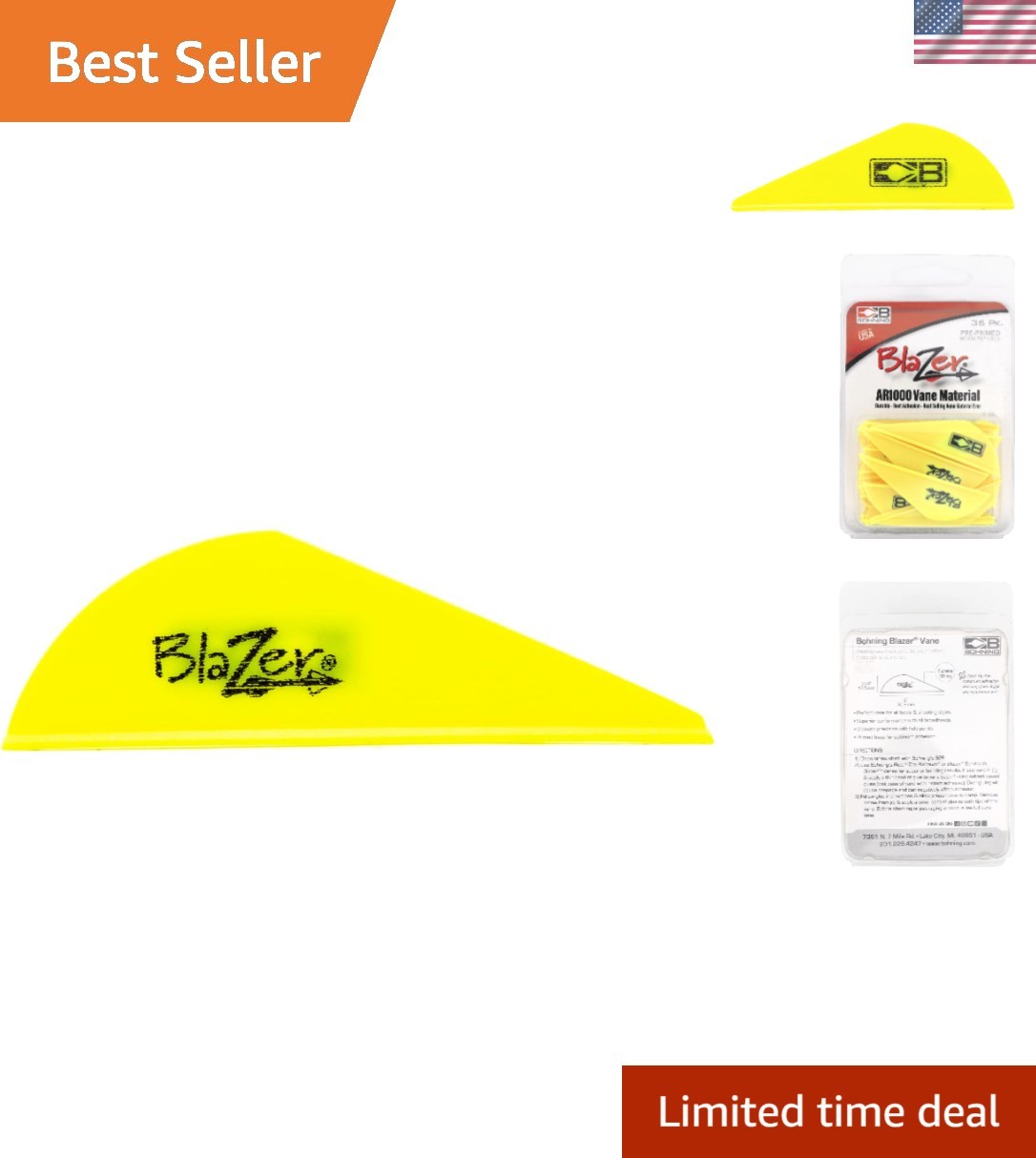 36 Pack of 2” Bohning Blazer® Vanes - Lightweight and Durable Archery Accessory