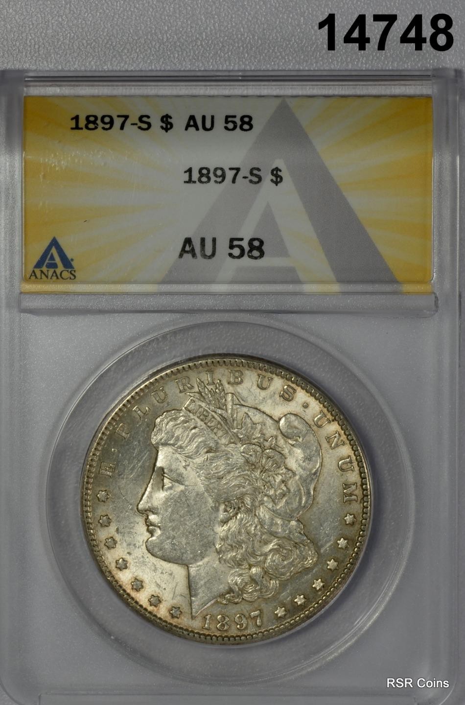 1897 S MORGAN SILVER DOLLAR ANACS CERTIFIED AU58 LOOKS BETTER! #14748