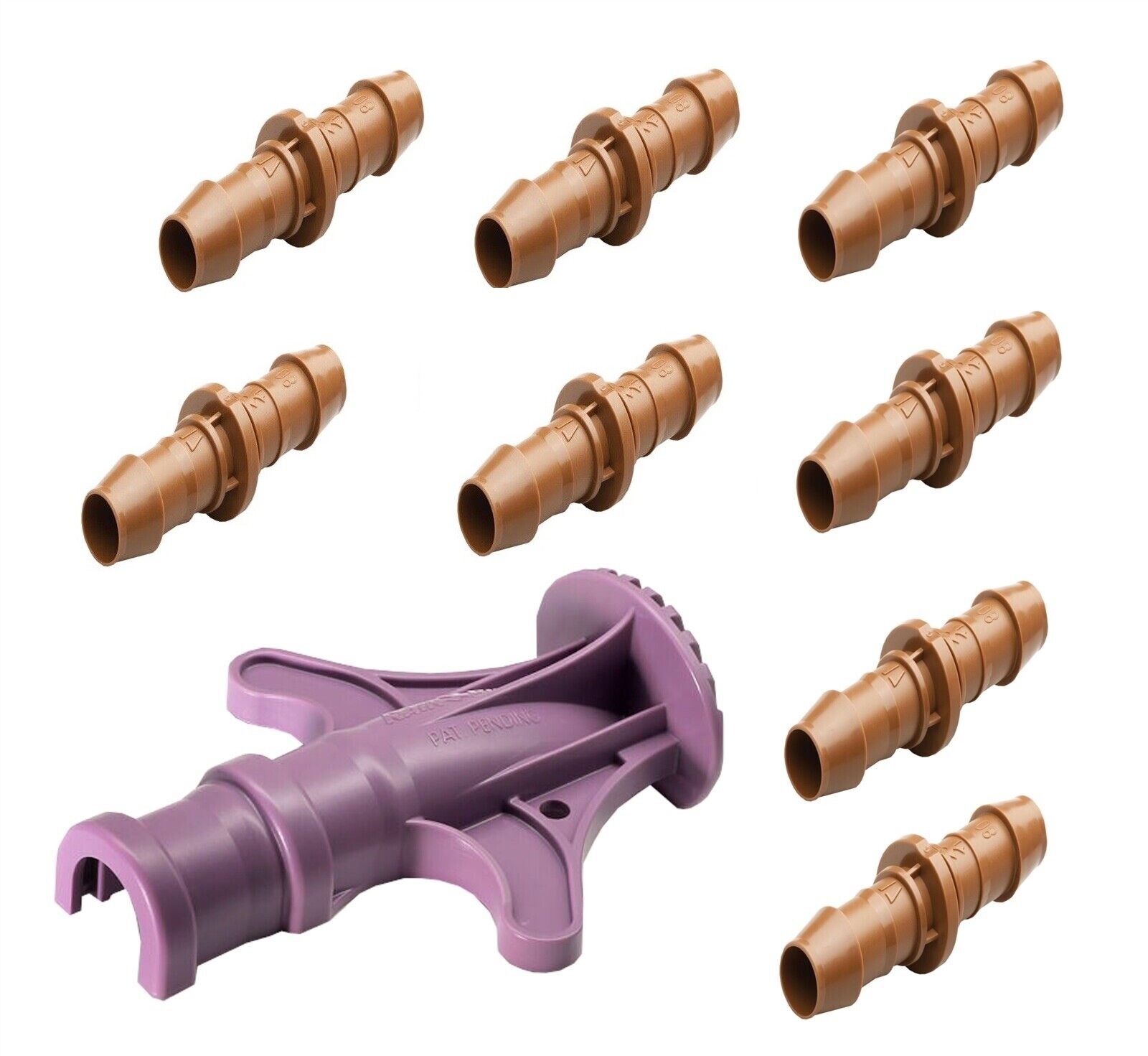 8 Rainbird Barb Coupling Drip Irrigation Fittings 17mm for 1/2" Tubing w XF Tool