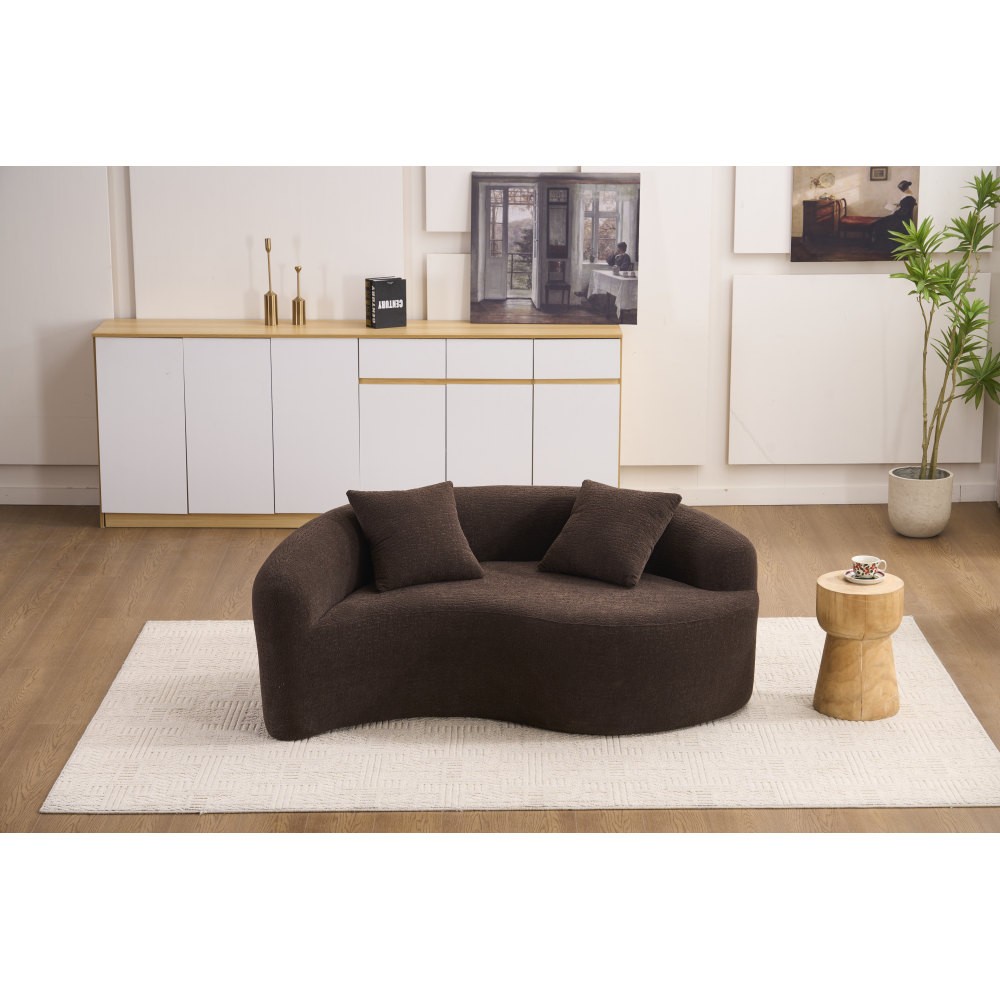 Reversible Loveseat Sofa with Dual-Depth Seat & Pillow Back, Chenille Fabric