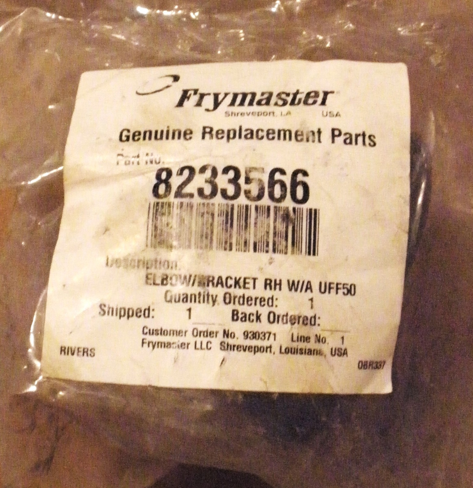 Frymaster 8233566 OEM Elbow/Bracket RH W/A UFF50