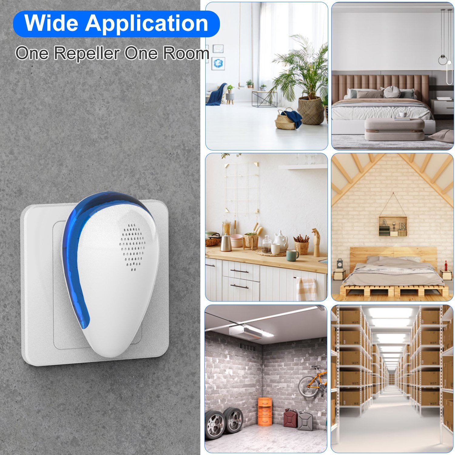 6PCS Ultrasonic Pest Insect Electronic Plug-In Rat Cockroach Bug