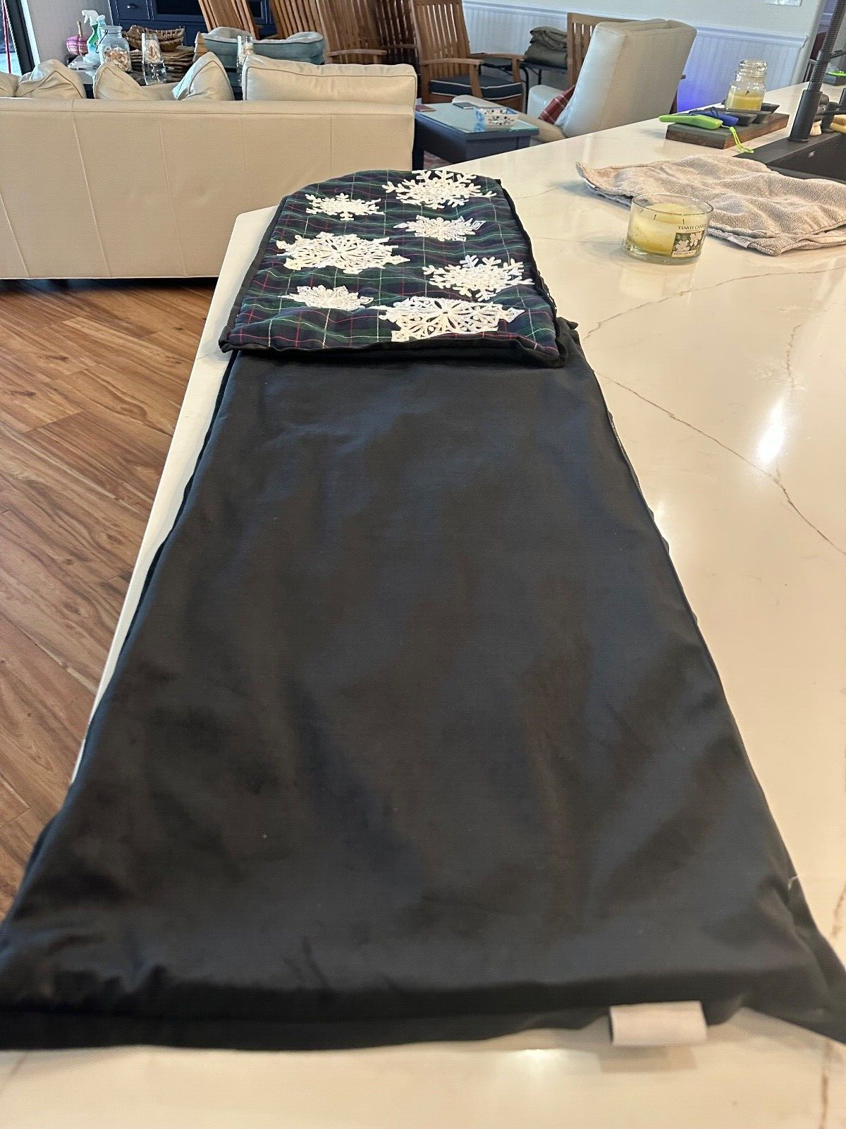 2 Navy and White Snowflake Pillowcases 35x17