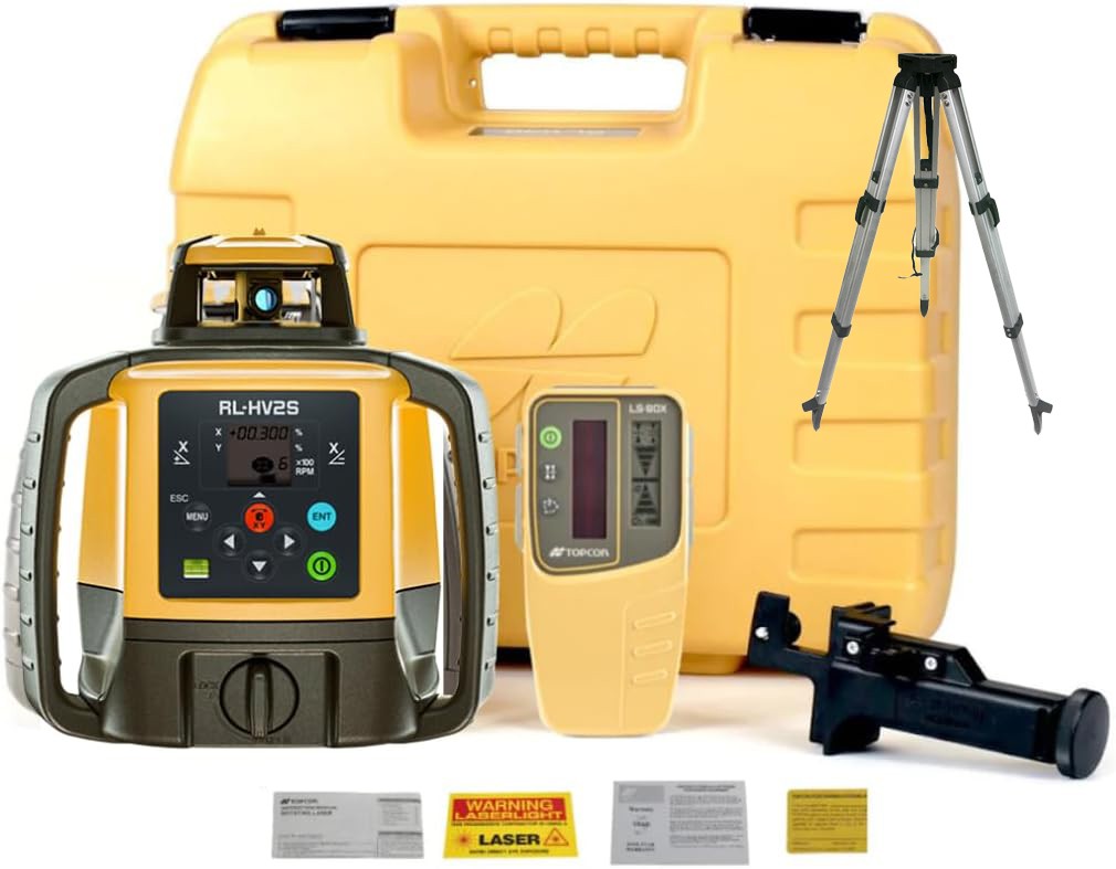 Topcon RL-HV2S Dual Slope Laser w/LS-80x Sensor, Alkaline Battery & Tripod