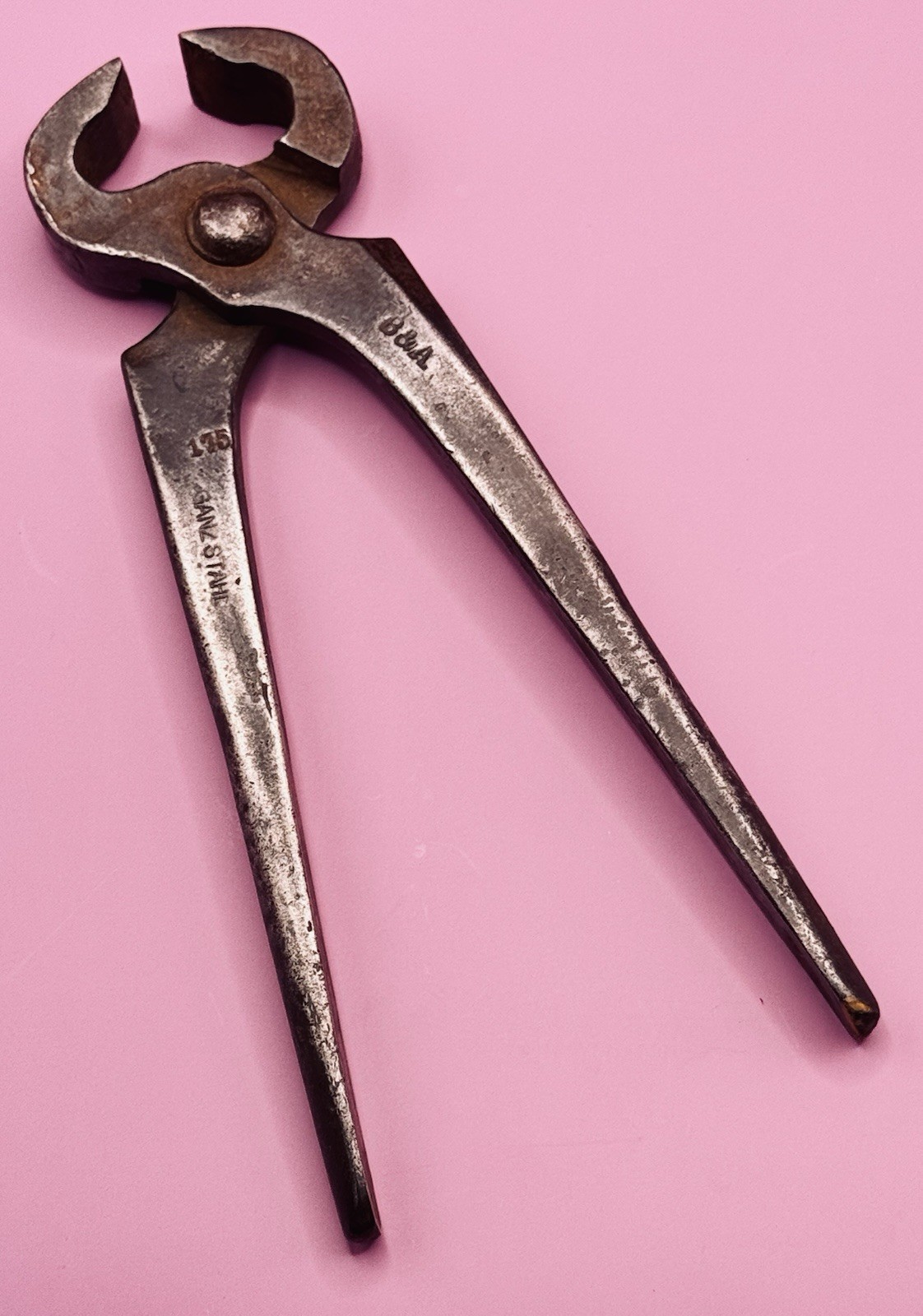 Vintage Ganz Stahl German Steel Blacksmith Nail Nipper Clipper Pincer Tool 7.5"