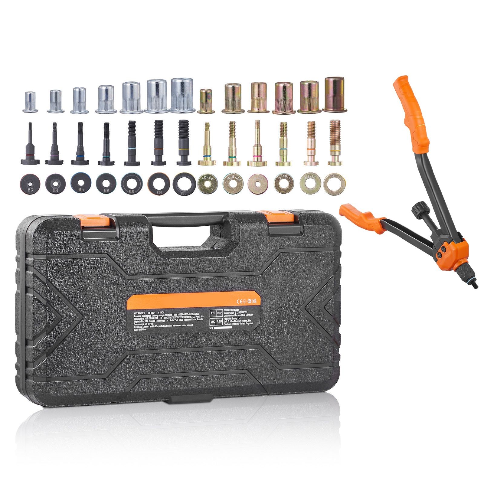 16in Rivet Nut Tool 13 Mandrels 186 Rivet Nuts Quick De-Rivet