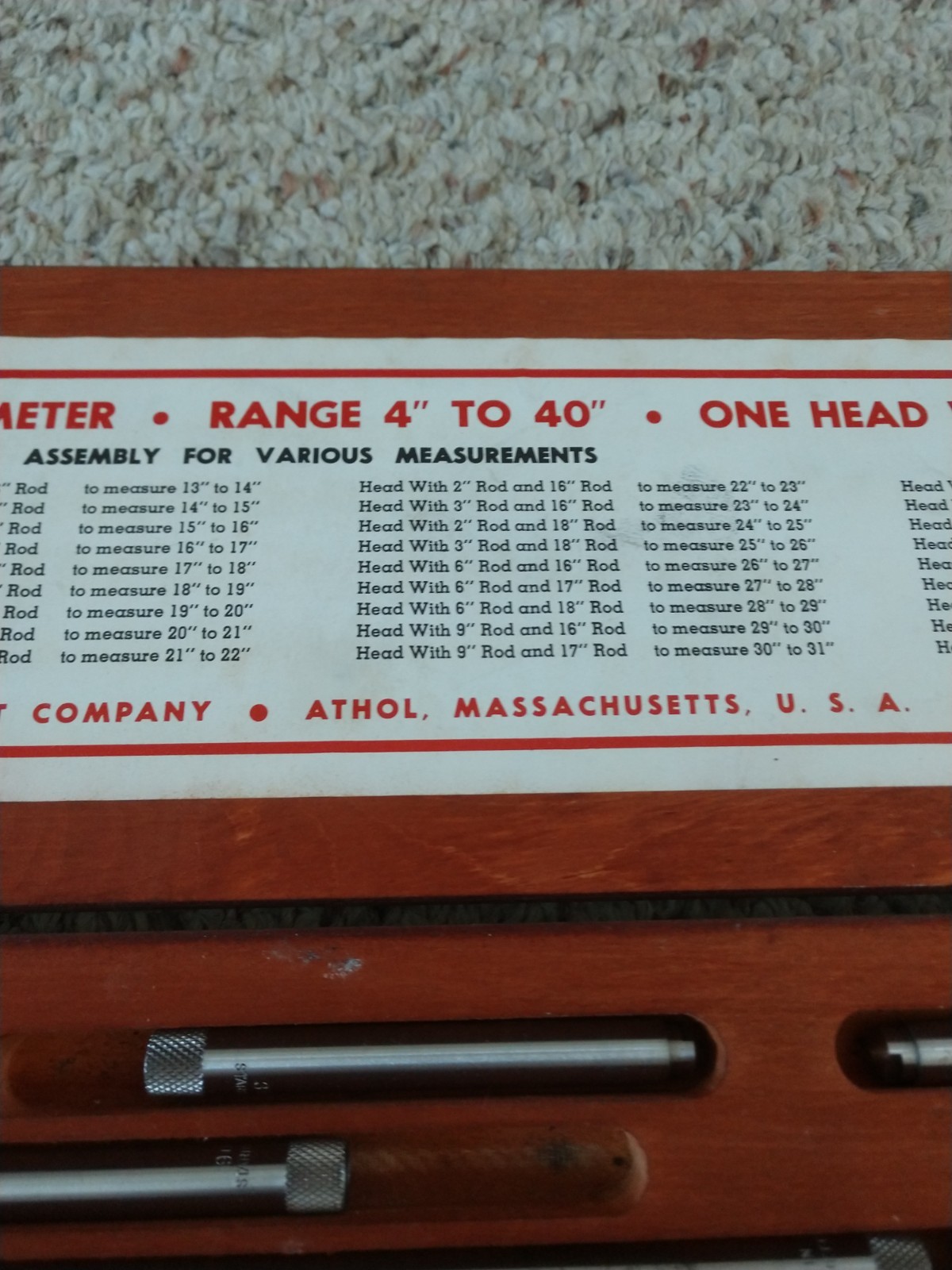 Nice Starrett Inside Micrometer Model 823E Range 4-40" Machinist Tools w. Case