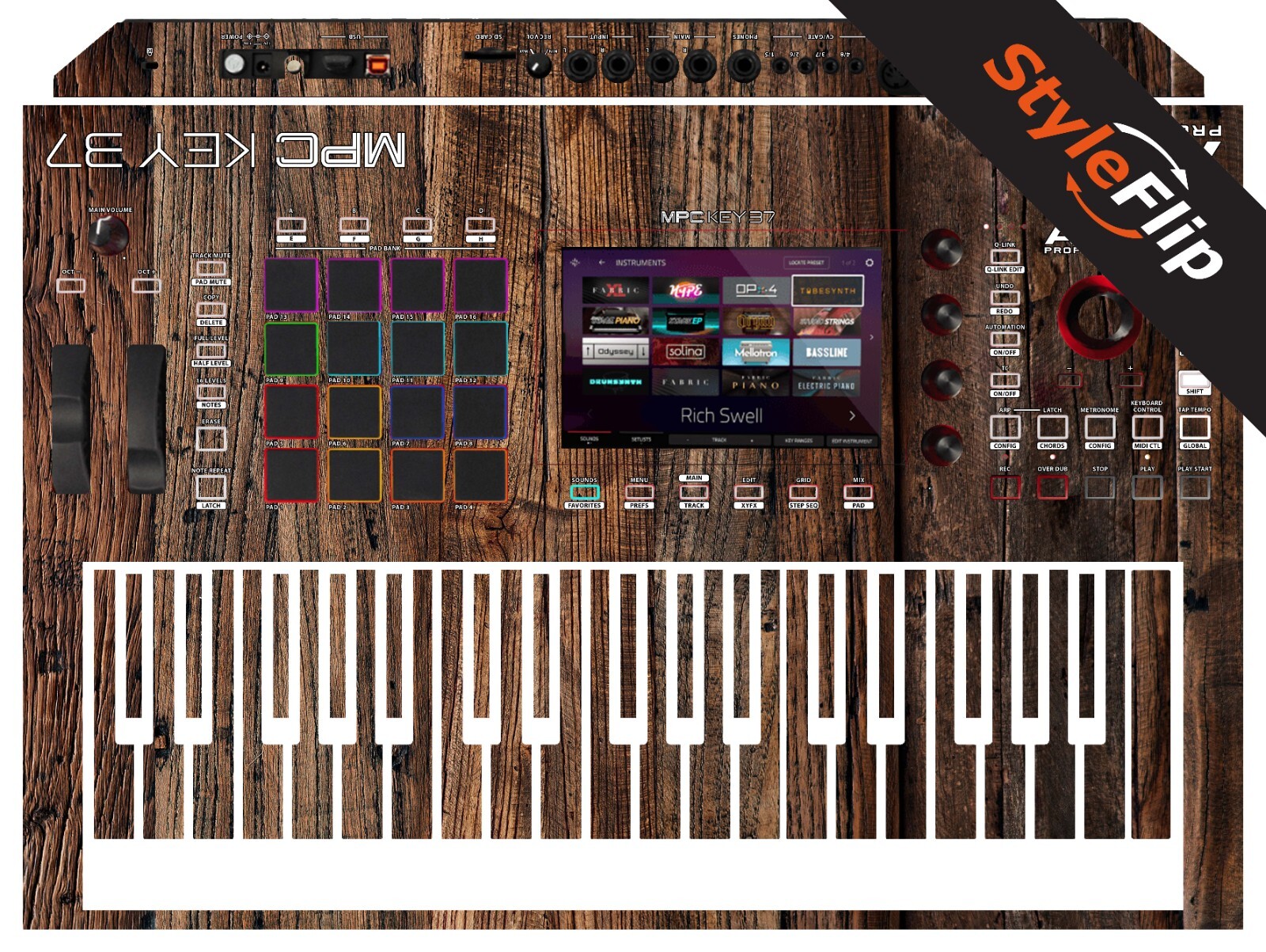 MPC Key 37 Standalone Skin | Wood #3 | Protective Decal | StyleFlip Skins