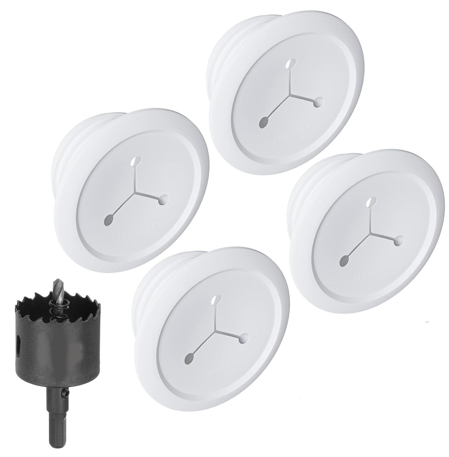 Echogear Wall Cable Hiders 2.25 Mini Conceals 3 Low-Voltage Cables White 4-Pack