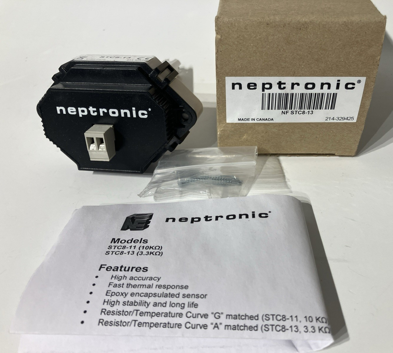 Neptronic, STC8-13, Duct Temperature Sensor for use w TR5404 & Electric Heaters