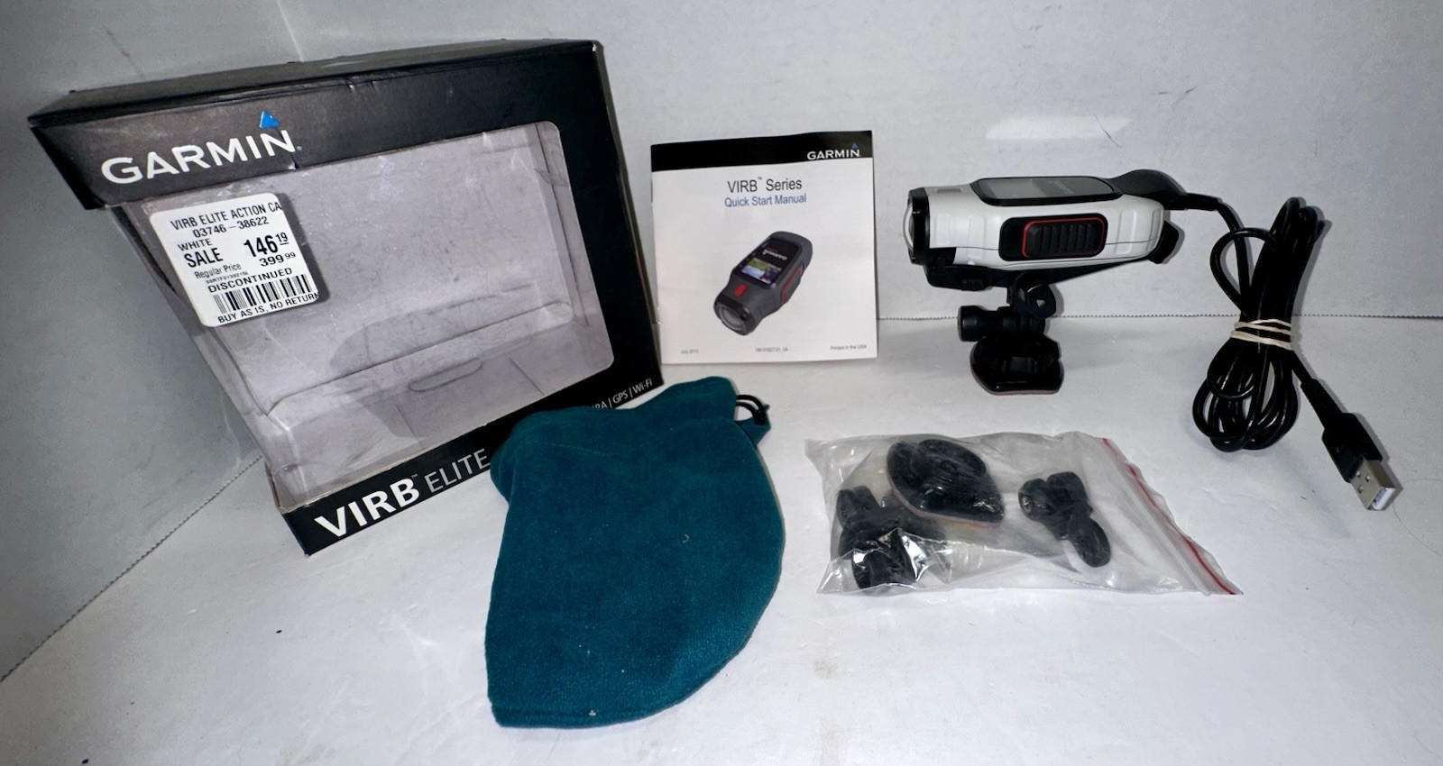 Garmin White VIRB Elite HD GPS Action Sports Camera Cam WI-Fi Kam