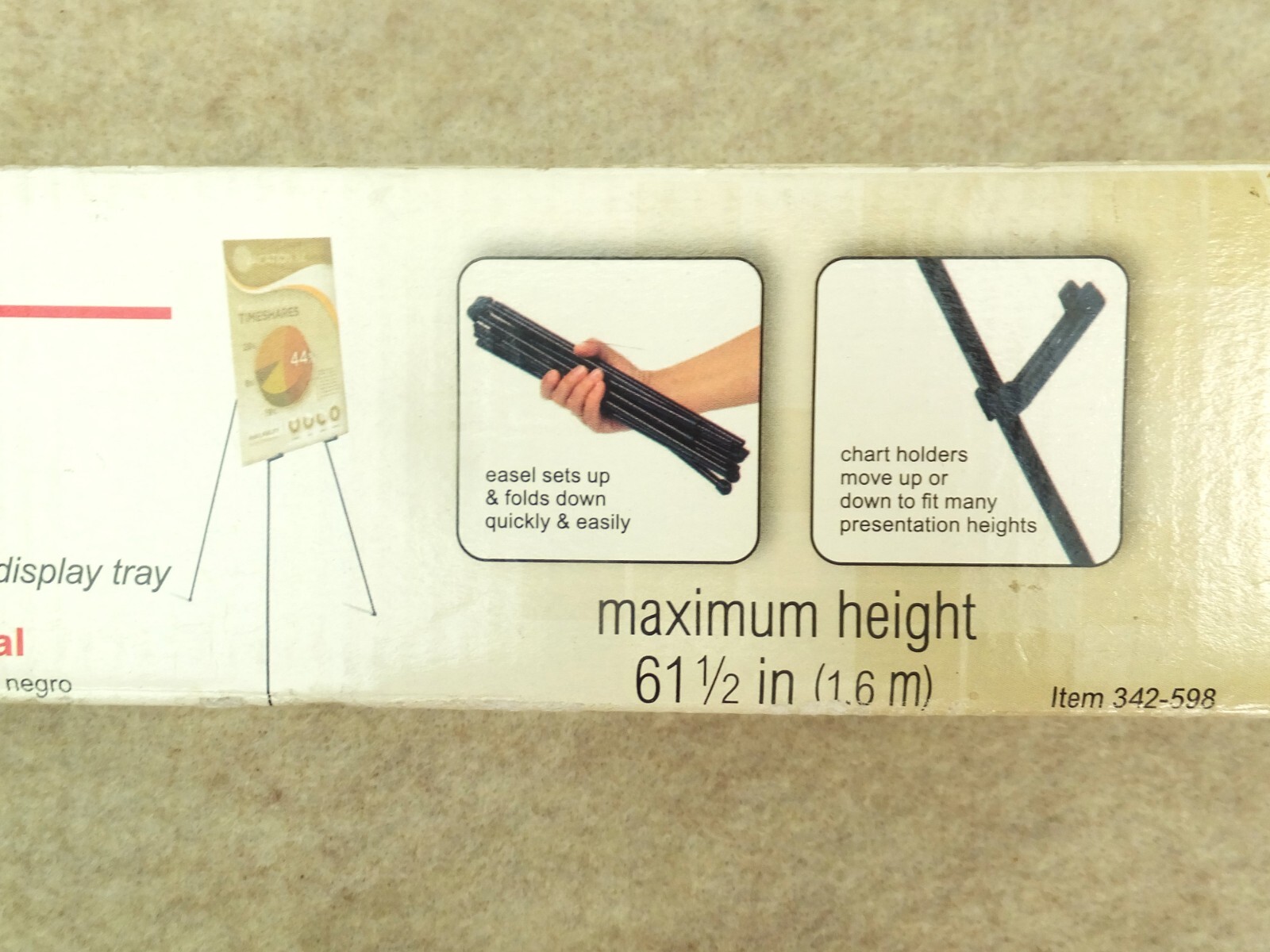 Folding Easel Office Depot Quick-Setup Display Item 342-598 Black Metal 61-1/2”