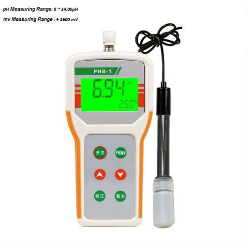 Portable Digital Lab pH Meter Acidimeter pH mV Temperature Tester Detector